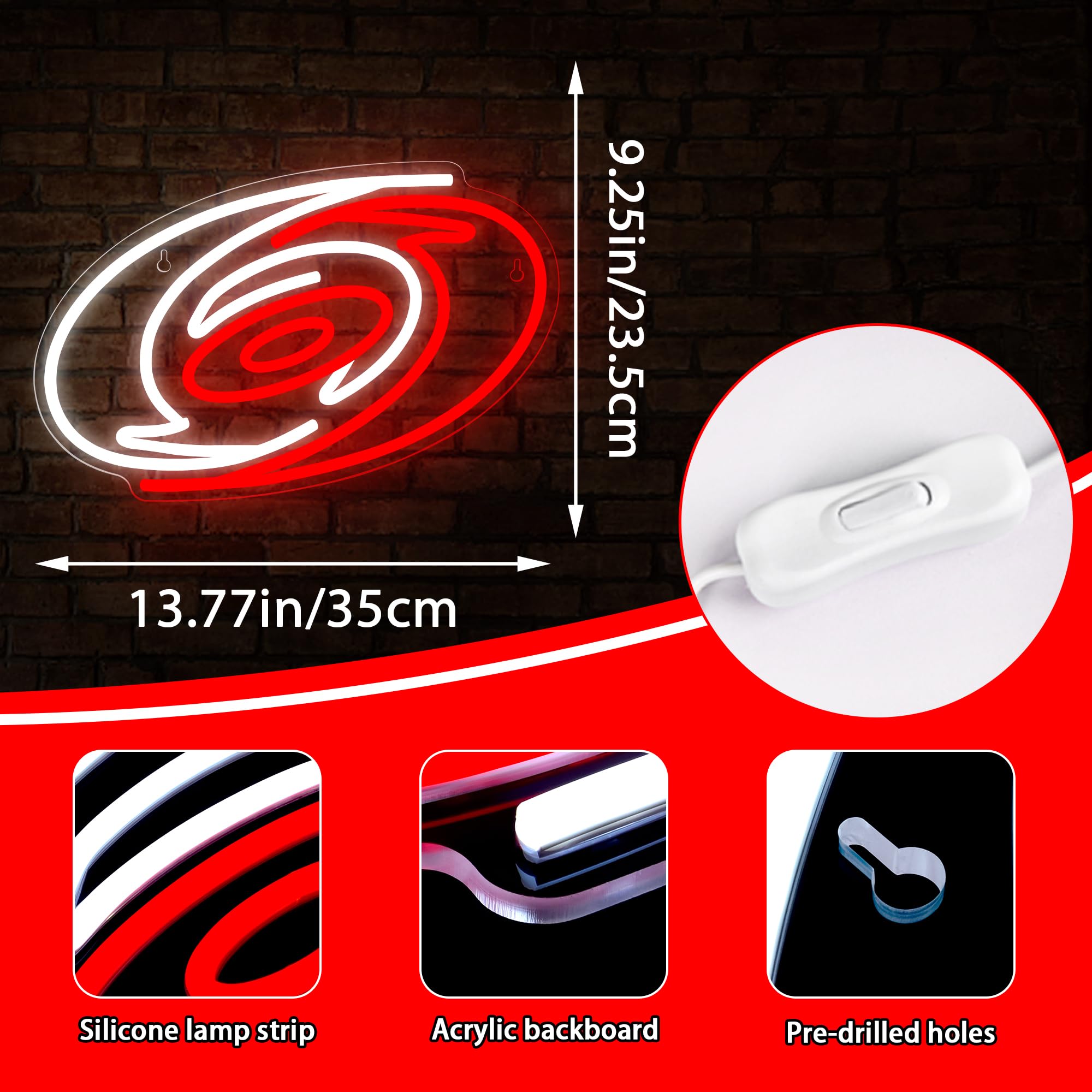 Ice Hockey Neon Sign Wall Decor Hockey Neon Sign For Man Cave Hockey Player Led Light For Garage Dormitory Bar Club Shop Decor Wall Art Birthday Gift For Carolina Fans(Zkxd403)