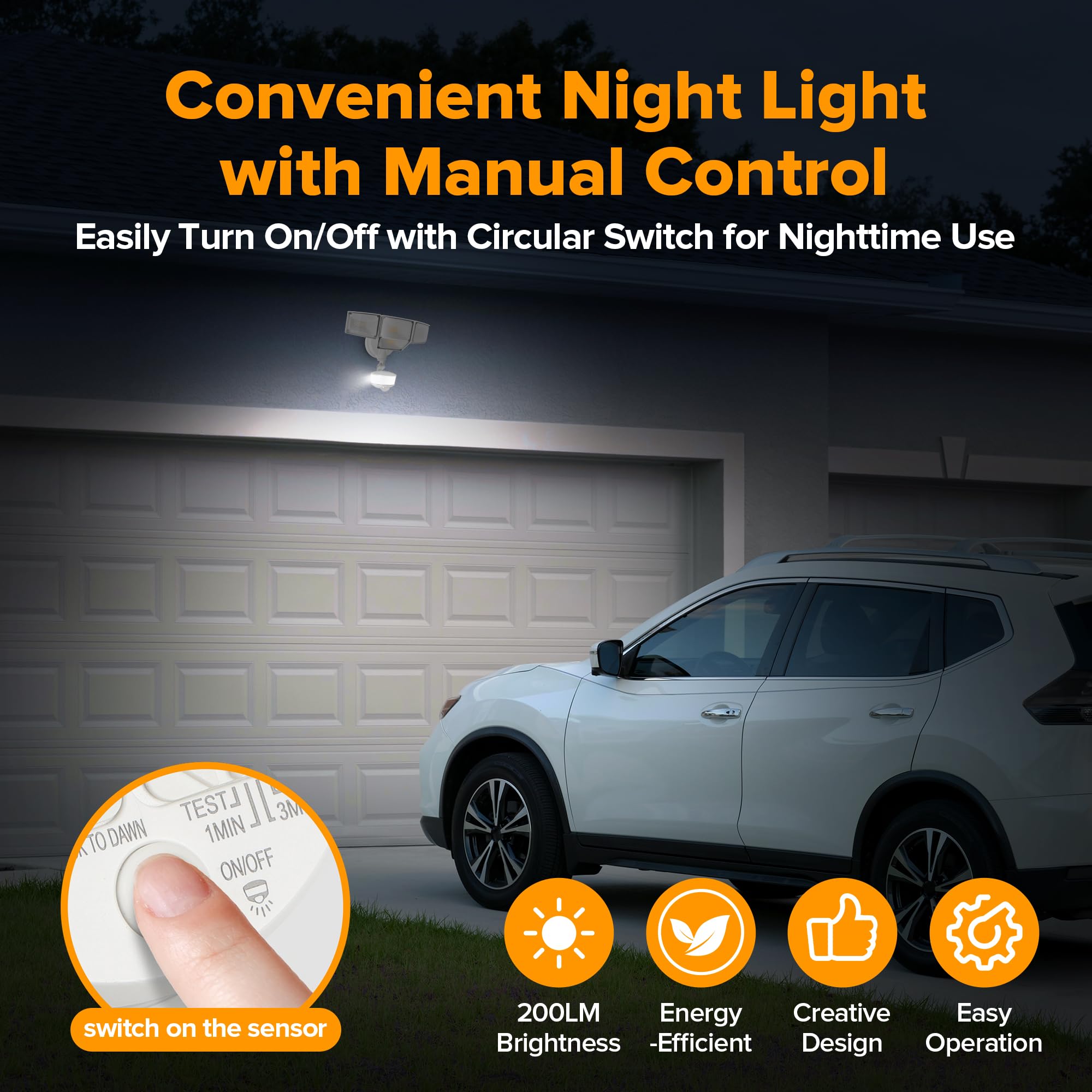 Lutec 84W 9500Lm Led Security Light Motion Sensor Outdoor Lights With Night Light, 4 Head Led Flood Lights Outdoor 5000K Dayligh