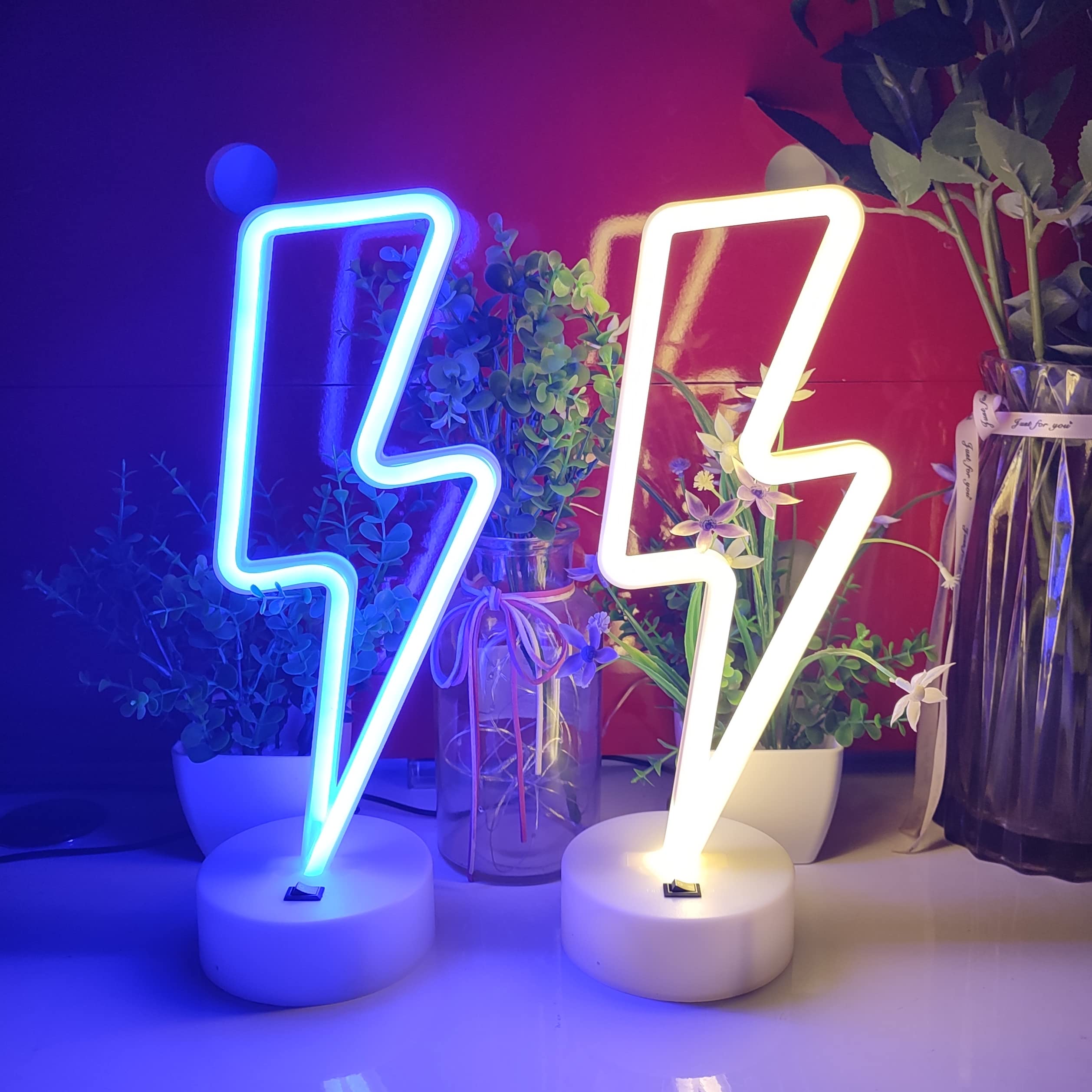 JYWJ Neon Sign with Holder Base, LED Light Decoration, Battery/USB Powered, Warm Color