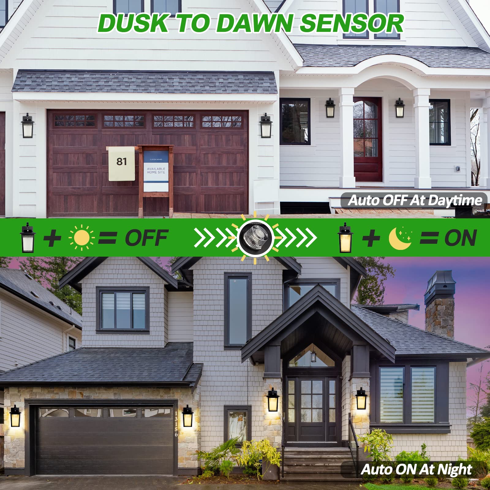Led Dusk To Dawn Outdoor Lighting - 2 Packs Outdoor Wall Lights For House, 13W 3000K Led Outside Porch Lantern, Black Exterior W