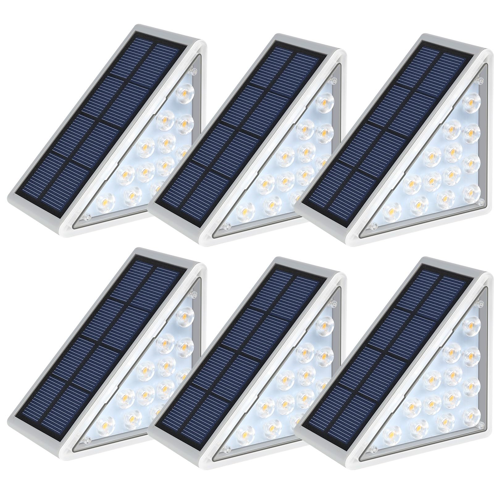 Audles Led Solar Step Lights - Waterproof Warm White Outdoor Stair & Deck Lights, 6 Pack