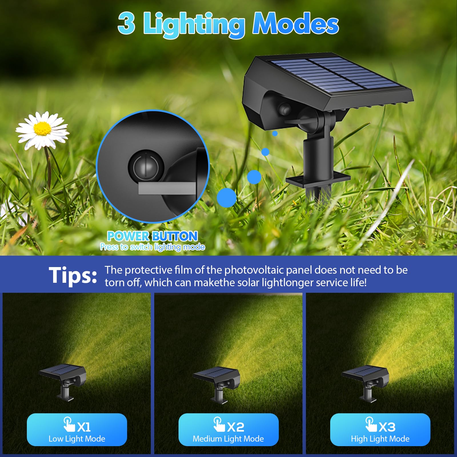 Nymphy 56 Led Solar Lights Outdoor, Ip68 Waterproof, 3 Modes, Warm White, 6 Pack For Garden