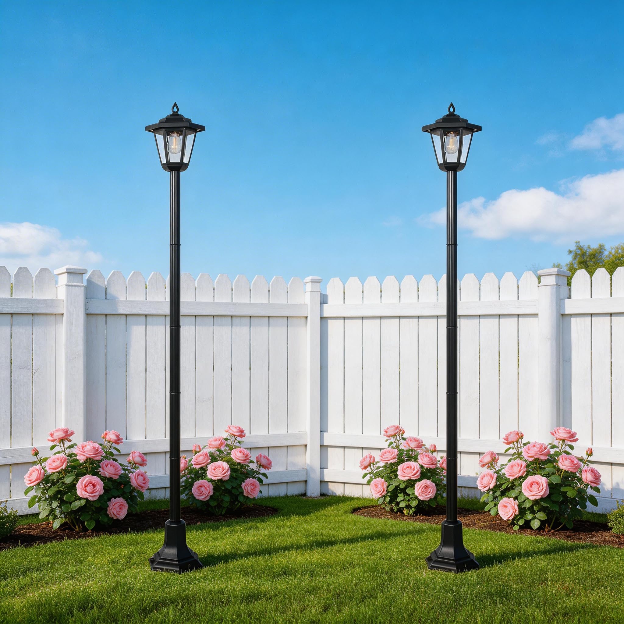 DJGIFI 2 Pack 61 Solar Lamps Post,Solar Lamp Post Lights Waterproof Perfect for Festive Decoration in Gardens, Lawn, Patio, Fron