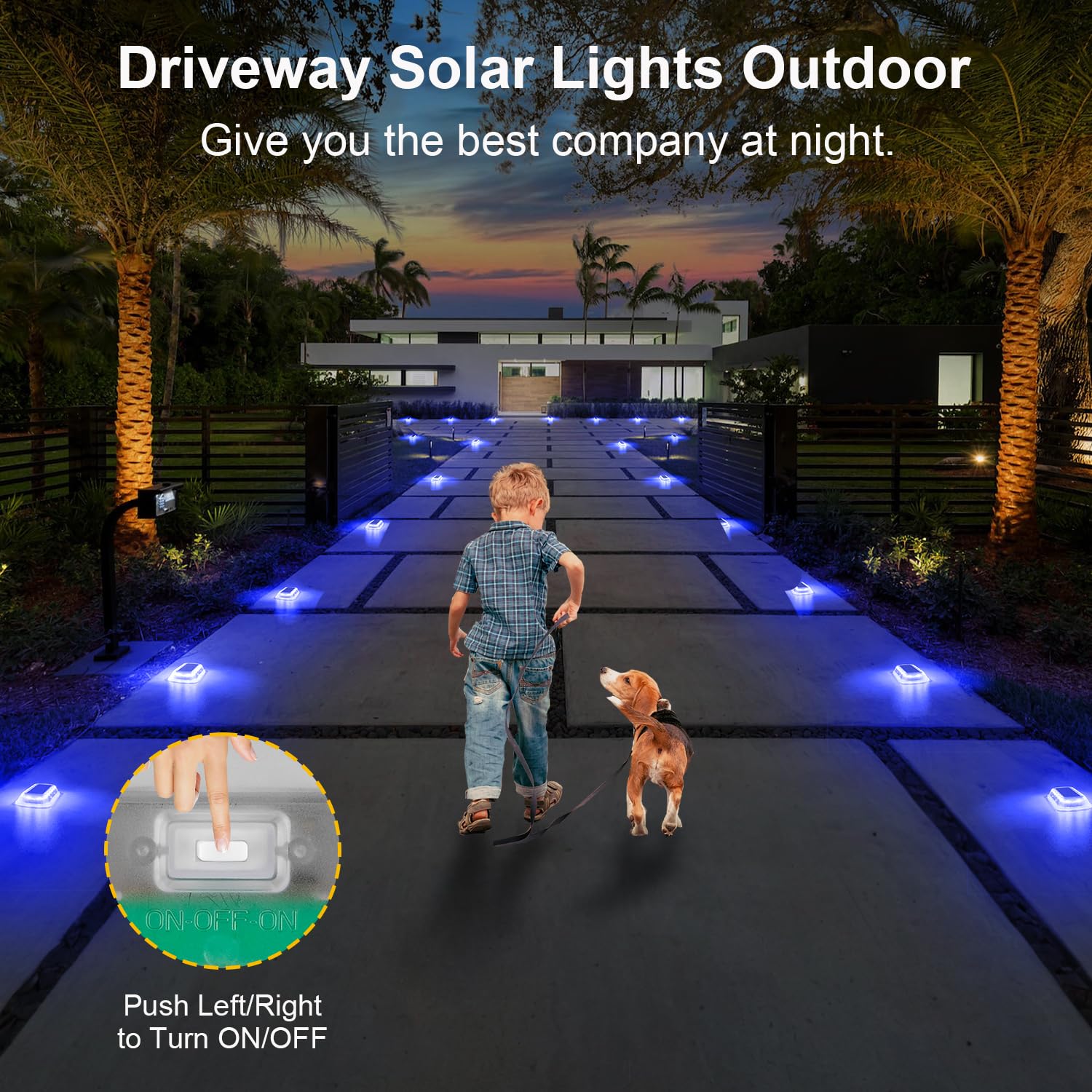 T-Sun Solar Step Lights For Outside 4 Pack Solar Stair Lights Waterproof Led Blue Deck Light For Outdoor Fence Driveway Yard Bal