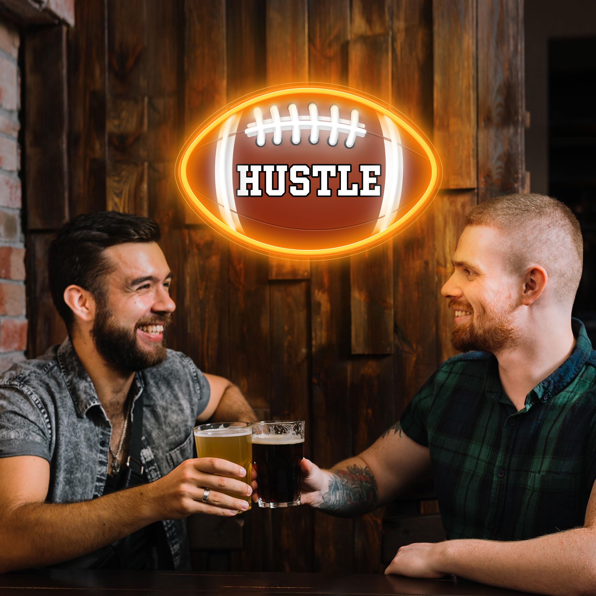 CULOIS Football Neon Sign - LED Wall Decor for Game Rooms, Orange Acrylic Light for Teens and Football Fans