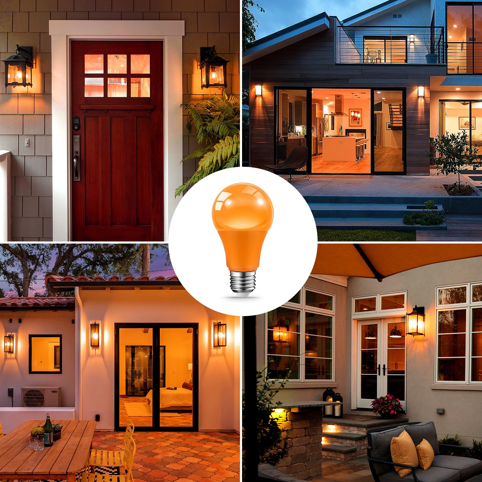 JAHEKS Orange LED Light Bulbs, 9W (60W Equivalent), E26 Base, 2-Pack for Halloween, Christmas, Wedding, Home Decor