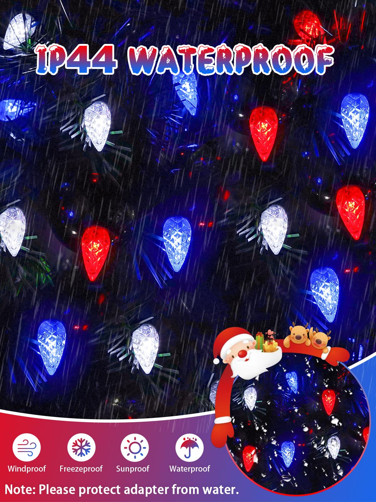 240 Led 78Ft C6 Christmas String Lights  Super Long Christmas Lights Outdoor Indoor With 13 Modes & Timer  Waterproof Fairy Twinkle Light Plug In For Tree Party Xmas Decorations (Red White And Blue)