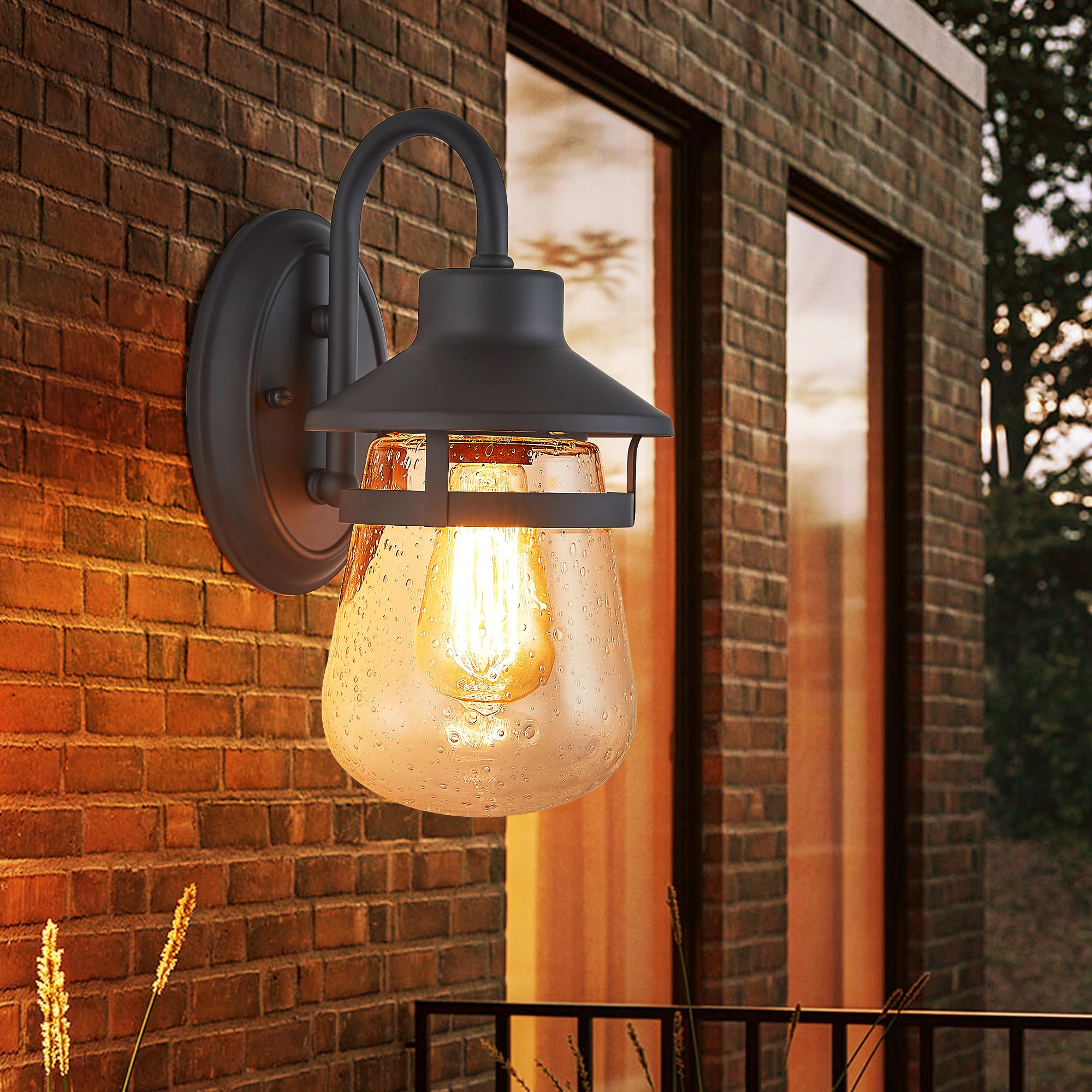 Tarentlight Outdoor Wall Sconce, Waterproof Oil-Rubbed Bronze, 12.6 Inch H, Model W2413-ORB, Clear Seeded Glass Shade