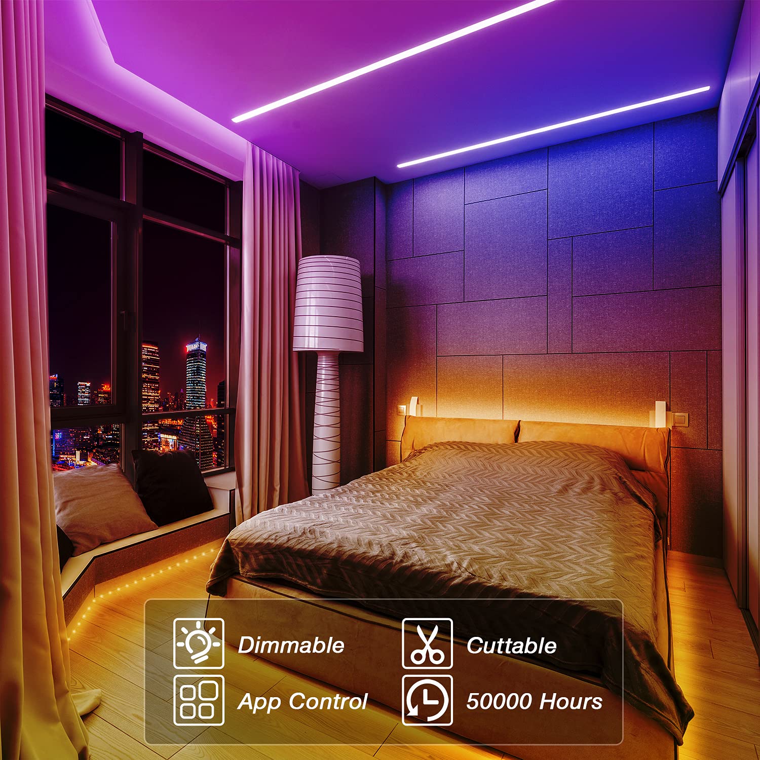 Volivo Led Strip Lights 200Ft,App Controlled Bluetooth Led Light Strip Sync With Music, Color Changing Led Lights For Bedroom, H