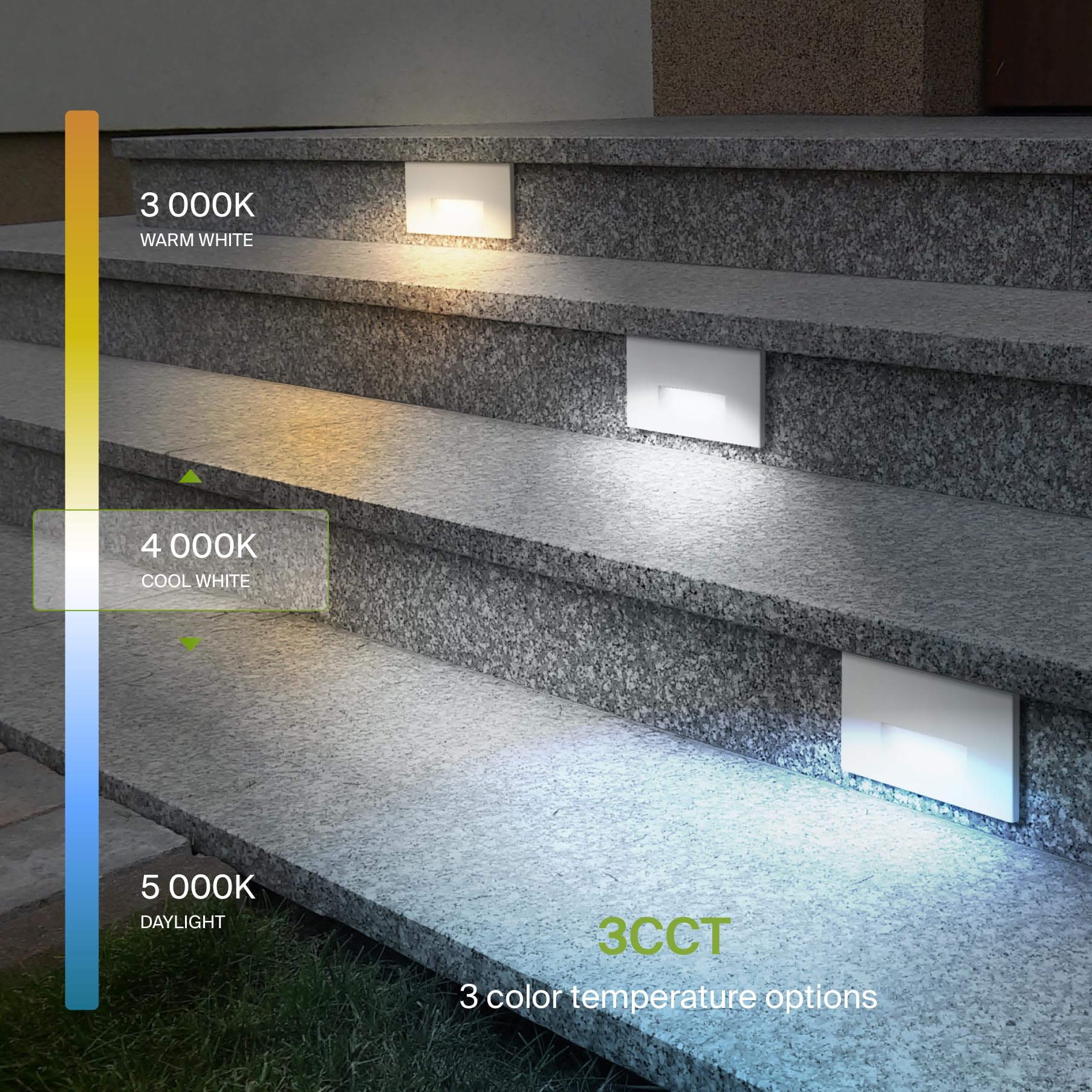 ASD LED Recessed Step Light Fixture, Dimmable, Waterproof, 3W 120LM, 4.75 Inch, White, 24 Pack