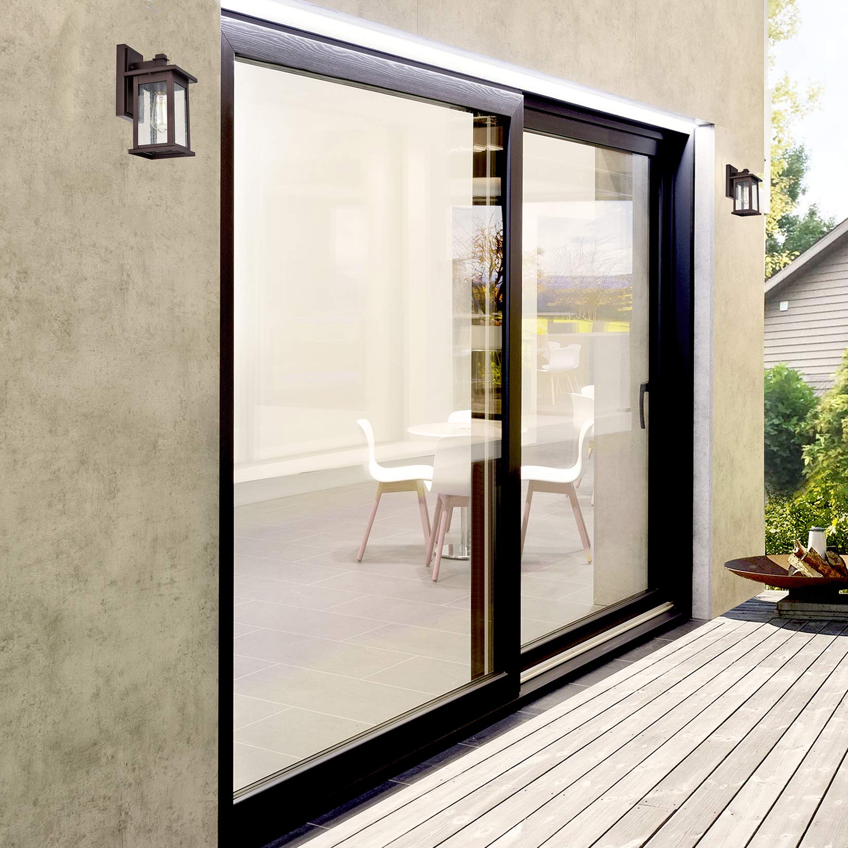 Micsiu 2 Pack Oil Rubbed Bronze Outdoor Wall Lights, 12&quot; Waterproof Fixtures With Clear Glass Shades