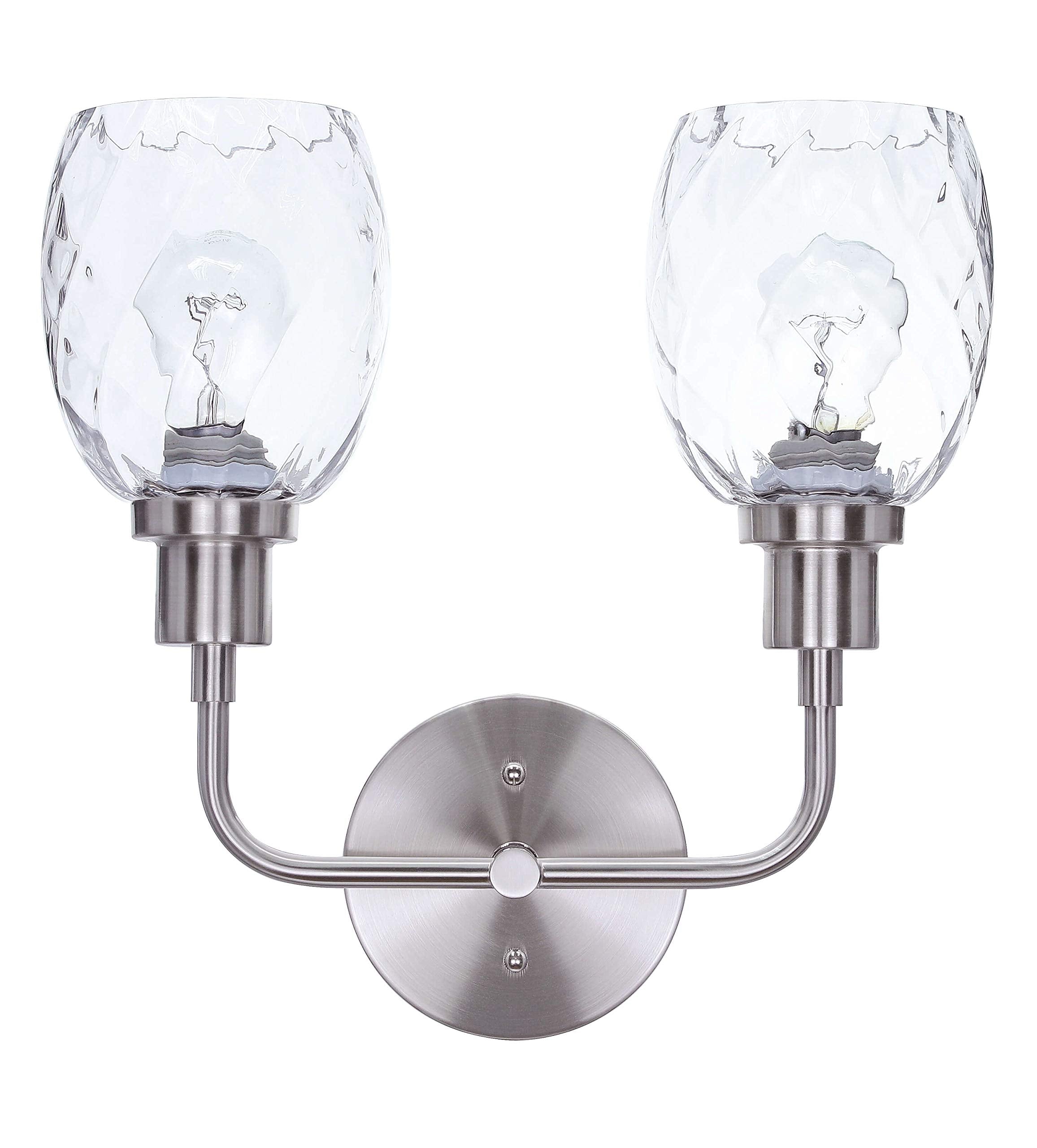 Xinbei Lighting Sconces Wall Lighting, 2 Light Bathroom Vanity Wall Light With Clear Glass, Brushed Nickle Finish Xb-W1210-2-Bn