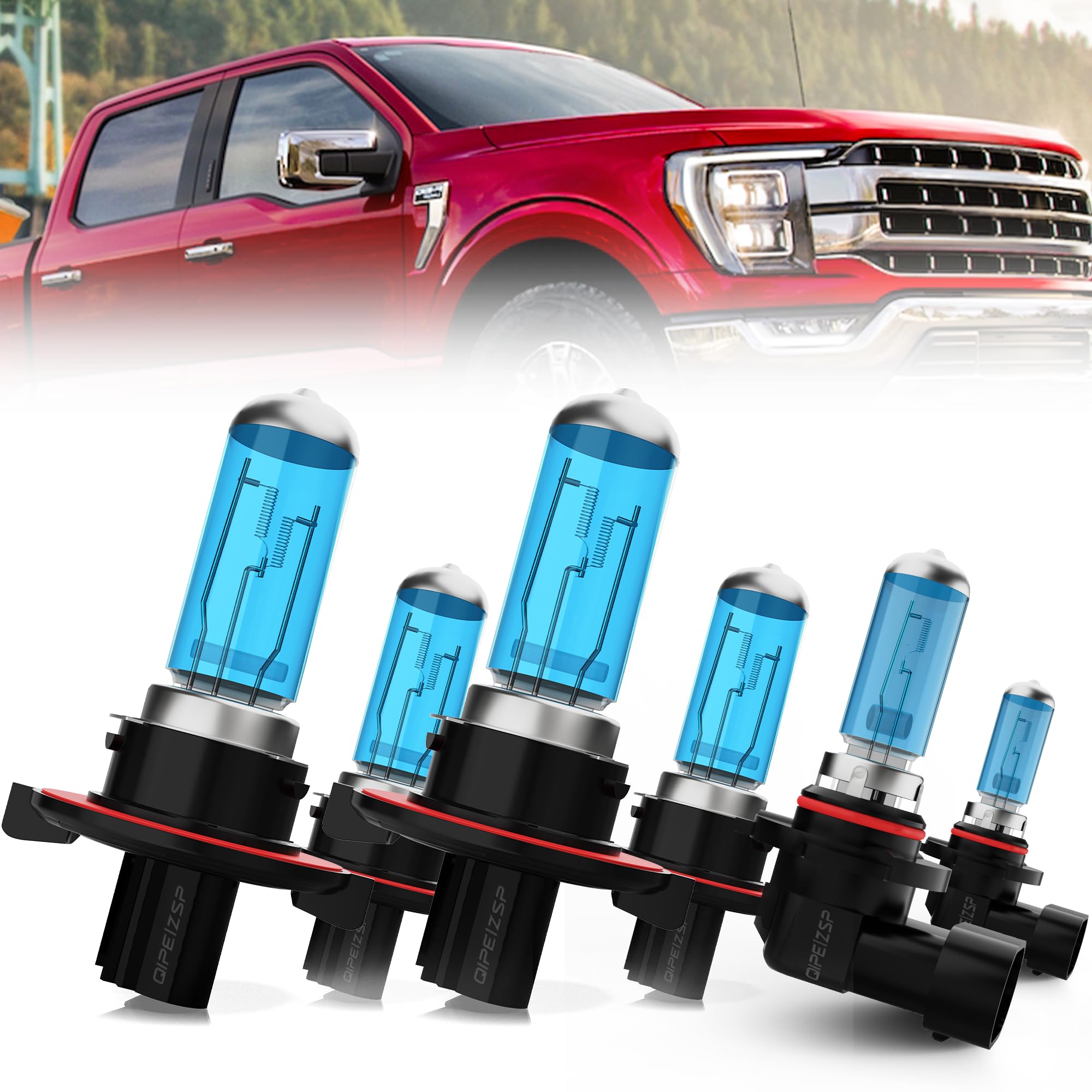 QIPEIZSP compatible with Ford F-250 F-350 F-450 F-550 (2005-2020) Lights Headlights Bulbs, 9008/H13 High Beam + 9008 Low Beams H
