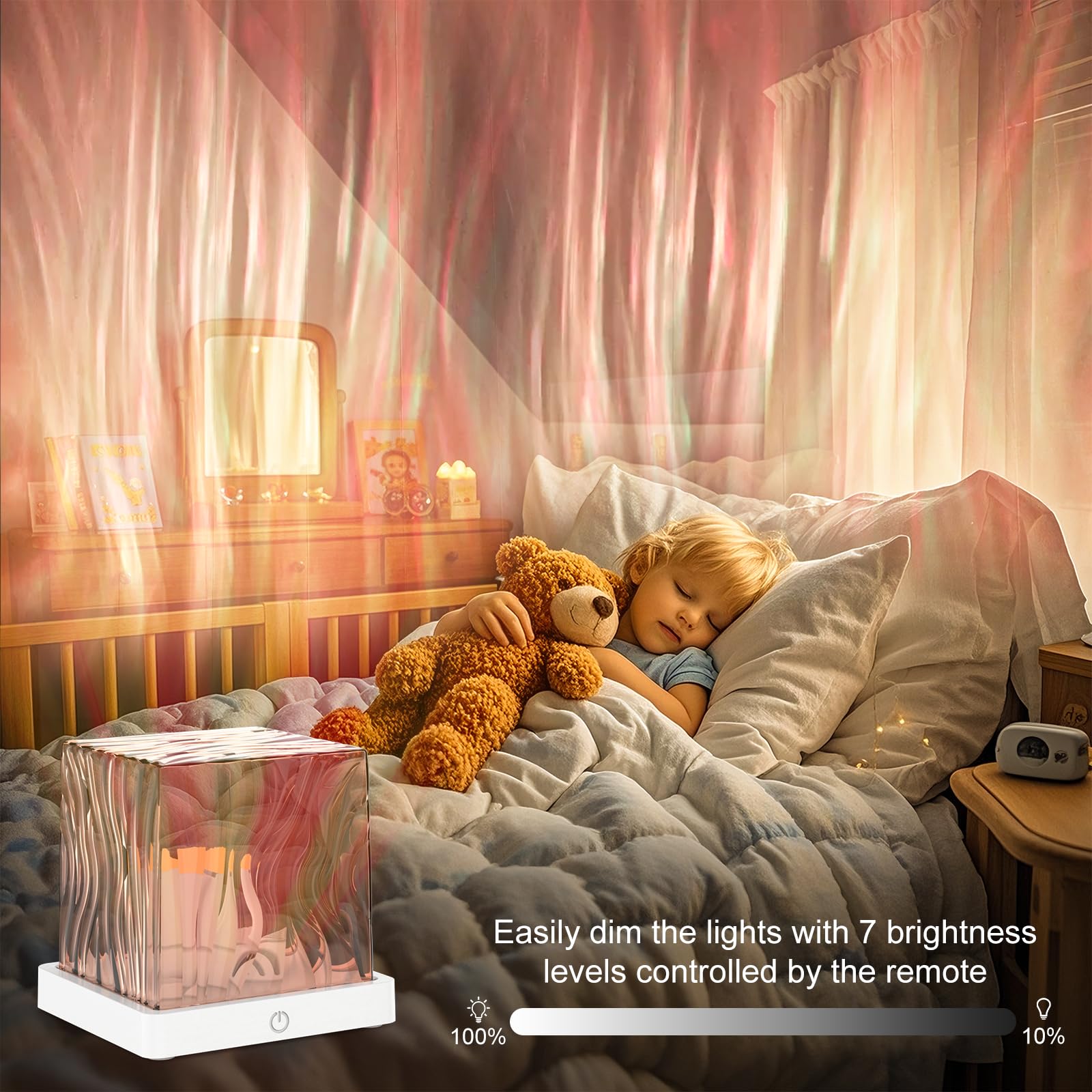 Deyagoo Northern Lights Projector, 16 Colors, Rechargeable Aurora Light, Remote Control, White, Model DY106B
