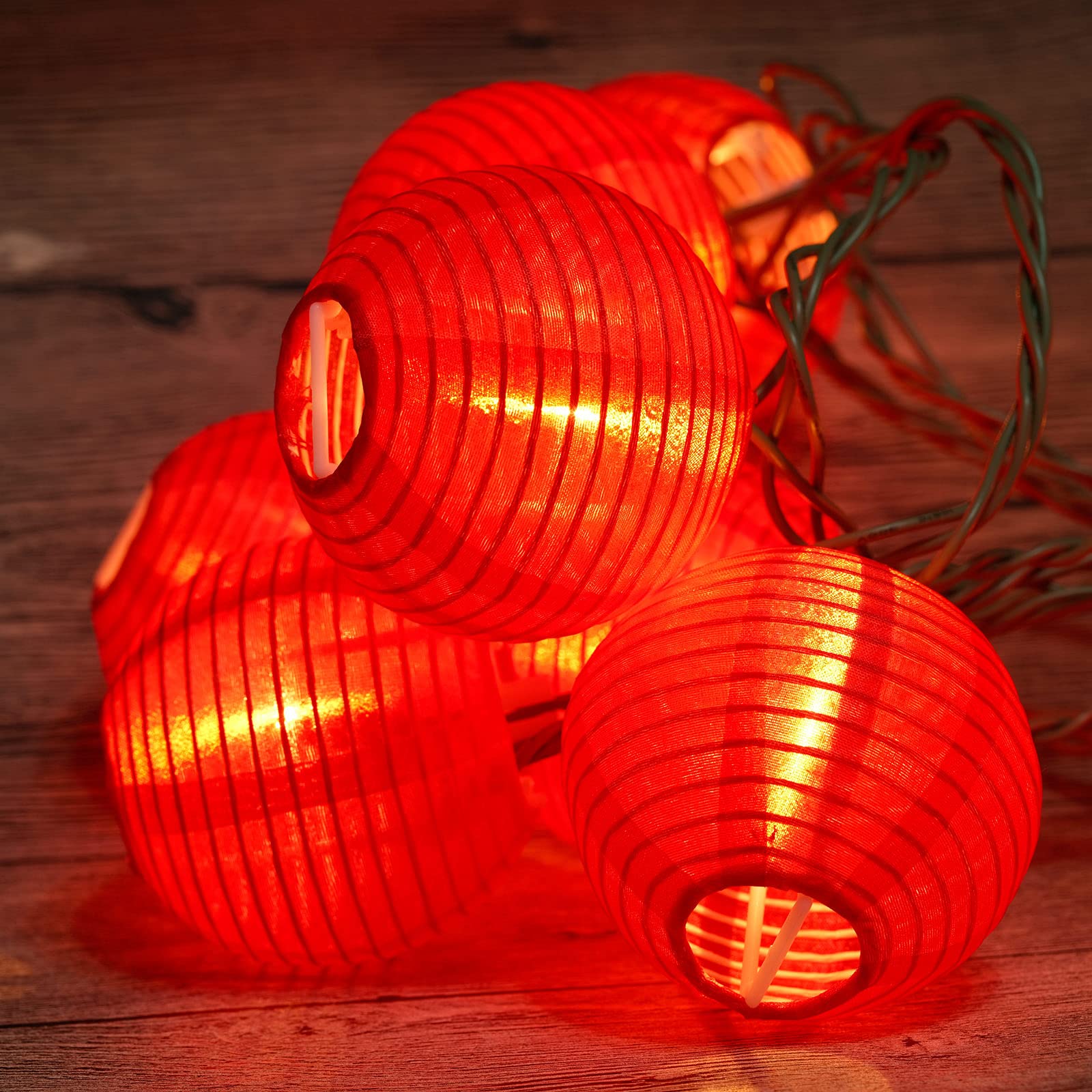 Yuletime Red Lantern String Lights, 10 Count On 7.6 White Wire, Ul Listed, 8 Spacing, Connectable Plug-In Decor