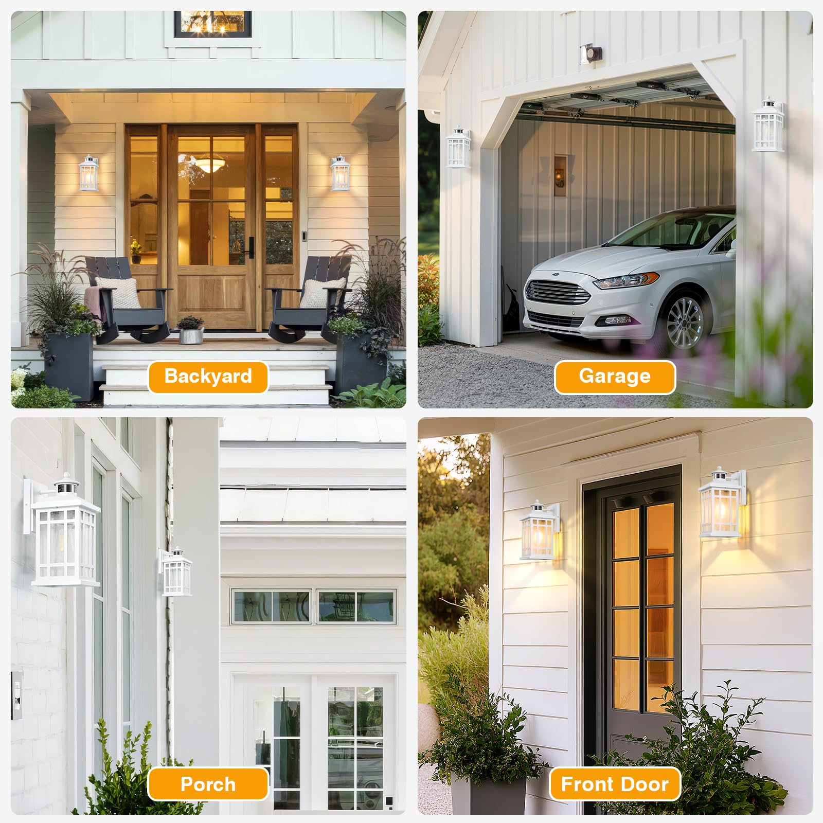 OPAXIS Motion Sensor Outdoor Lighting Fixture, Waterproof, Adjustable Brightness, White, Model P816041WH, 1 Pack
