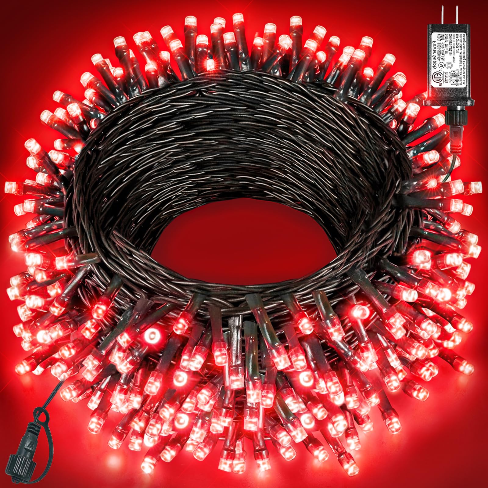 Xmasbokeh Red Christmas Lights Outdoor  80Ft 240 Led Christmas Tree Lights Waterproof Plug In  8 Modes Connectable Christmas Decorations Green Wire For Indoor Home Patio Holiday