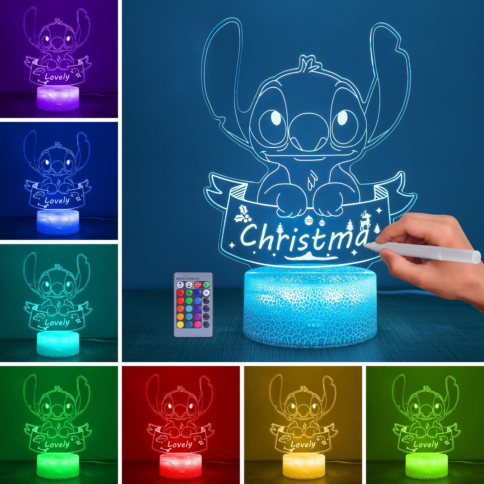 Hoofun Stitch Night Light: Stitch Gifts, Stitch Stuff With Remote Control And Marker Pen, Stitch Light 16 Colors For Girls Room