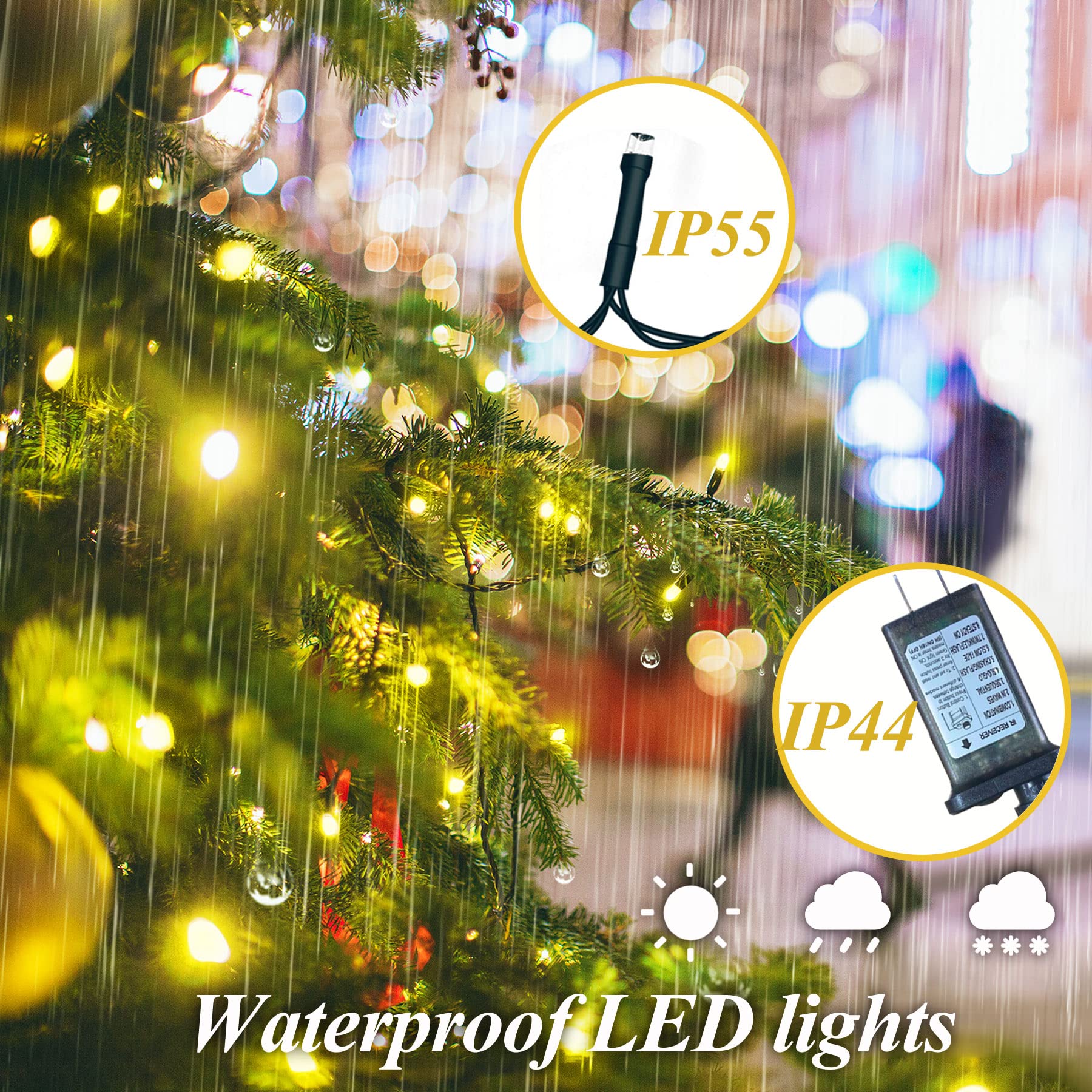 aneeway Christmas Tree Lights, 400 LED, 8 Light Modes, Remote Control, 6.6FT x 16, Warm White, Model SW-LSL-02-400