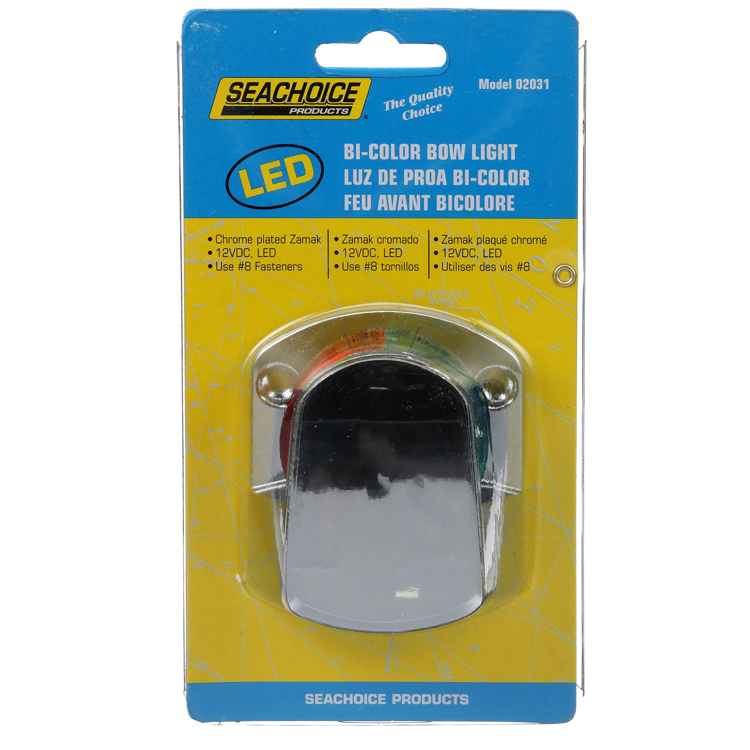 Seachoice Led Bow Light, Marine Navigation, Chrome Bi-Color, 1-Mile Visibility For Sail Or Powerboats Under 39 Feet