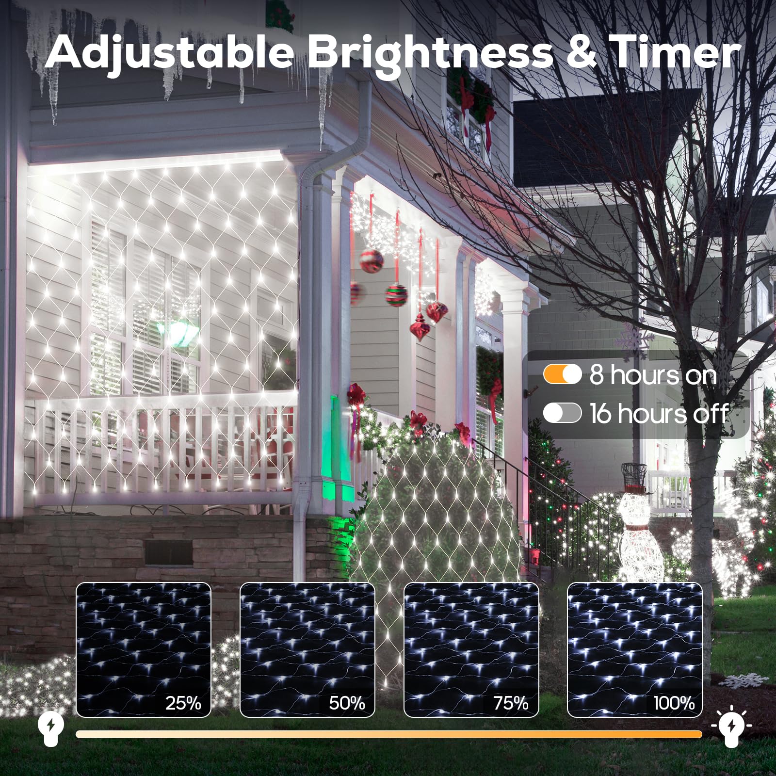 Soiarllt 12Ft X 5Ft 360Led Bush Net Lights, Connectable Outdoor Mesh Bush Lights With 8 Modes, Timer, Dimmer, Memory Function, Waterproof For Indoor Outdoor Decor. Cool White