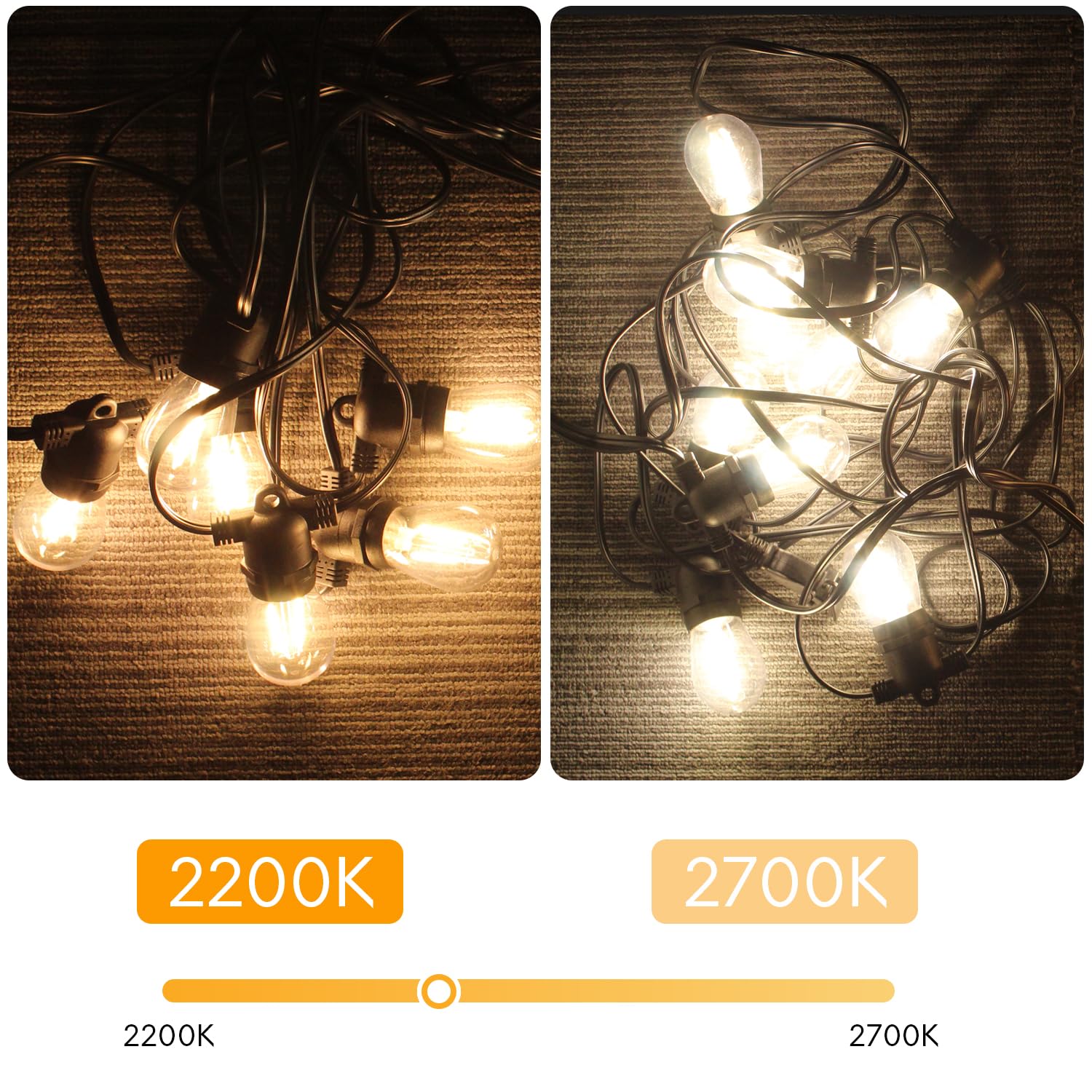 Banord 15 Pack Dimmable 2W S14 Replacement Led Bulbs, 2200K Waterproof Outdoor String Lights Vintage Led Filament Bulb, Shatterp