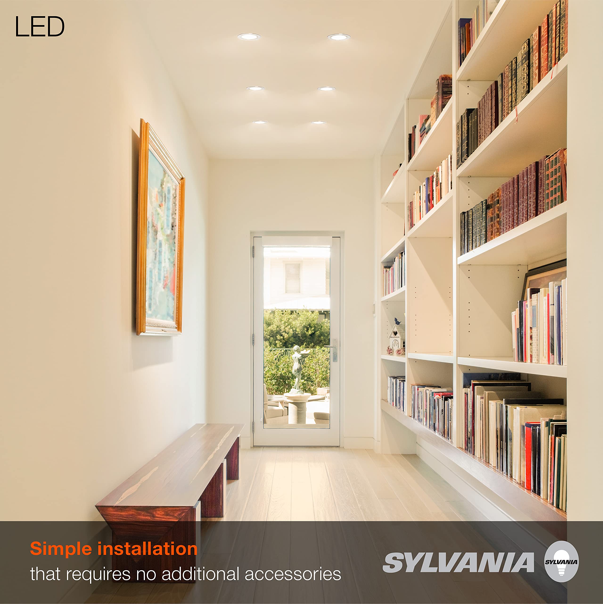 Sylvania 5 /6  Led Recessed Lighting Downlight With Trim  8.5W=65W  Dimmable  675 Lumens  White  3000K  Wet Rated / Ul / Energy Star - 4 Pack (62023)