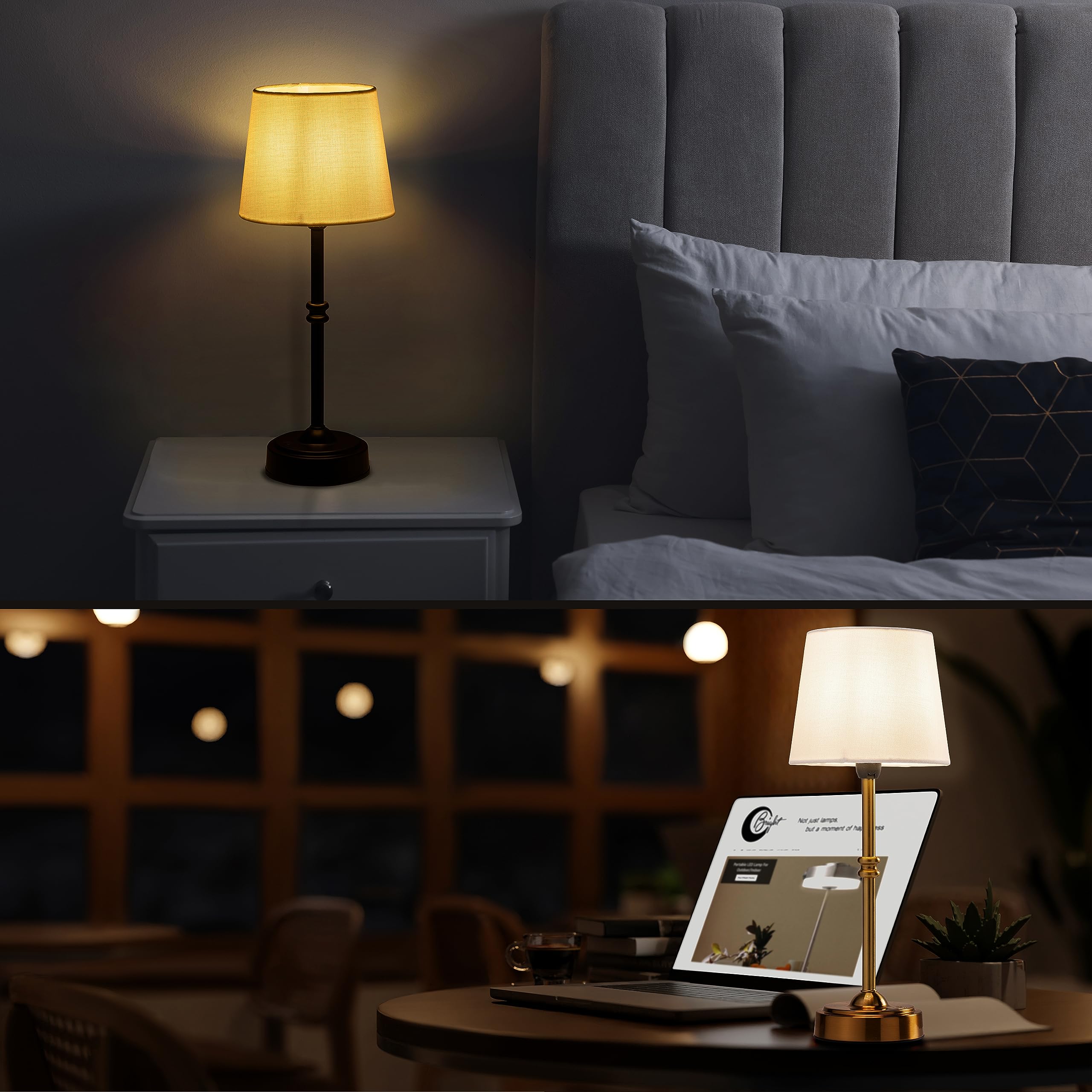 O'Bright Cordless LED Table Lamp - 3-Level Brightness, Rechargeable, Black, Model OB-TL19B, Perfect for Patio and Bedroom