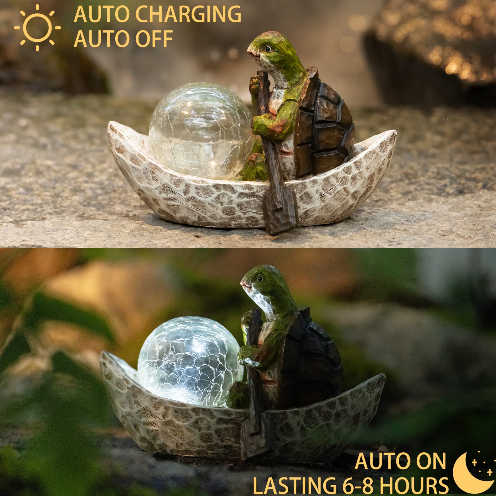 Rezpuao Garden Statue Of Turtle,Garden Decor Turtle Figurine,Turtle Outdoor Statue,Solar Turtle Decor For Patio,Balcony,Yard,Law