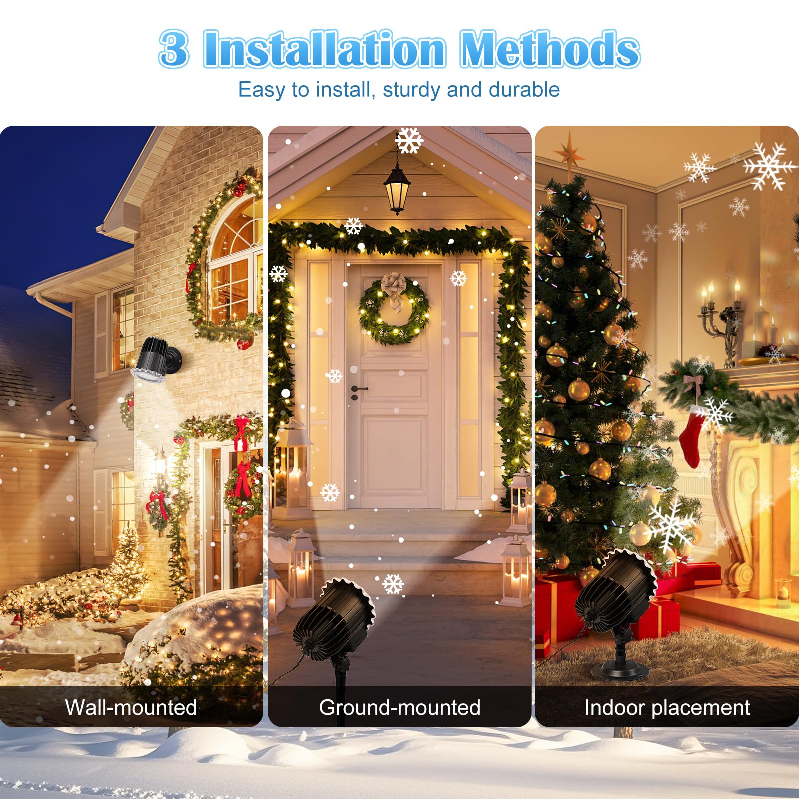 Christmas Snowflake Projector Lights Outdoor, Led Snowflake Light With Remote Control, Ip65 Waterproof, Snowfall Show Lights For