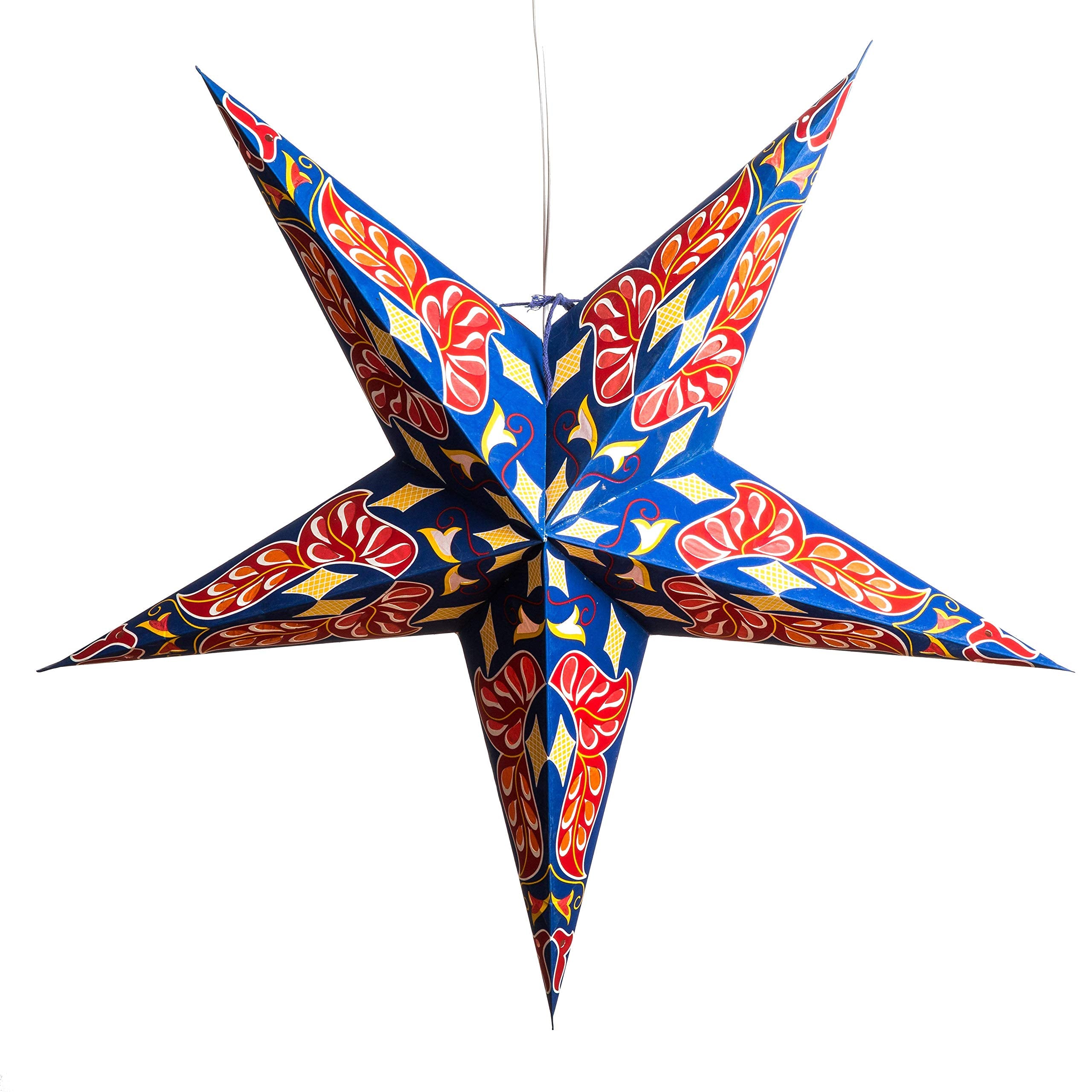 Dara Blue Paper Star Lantern With 12 Foot Power Cord Included
