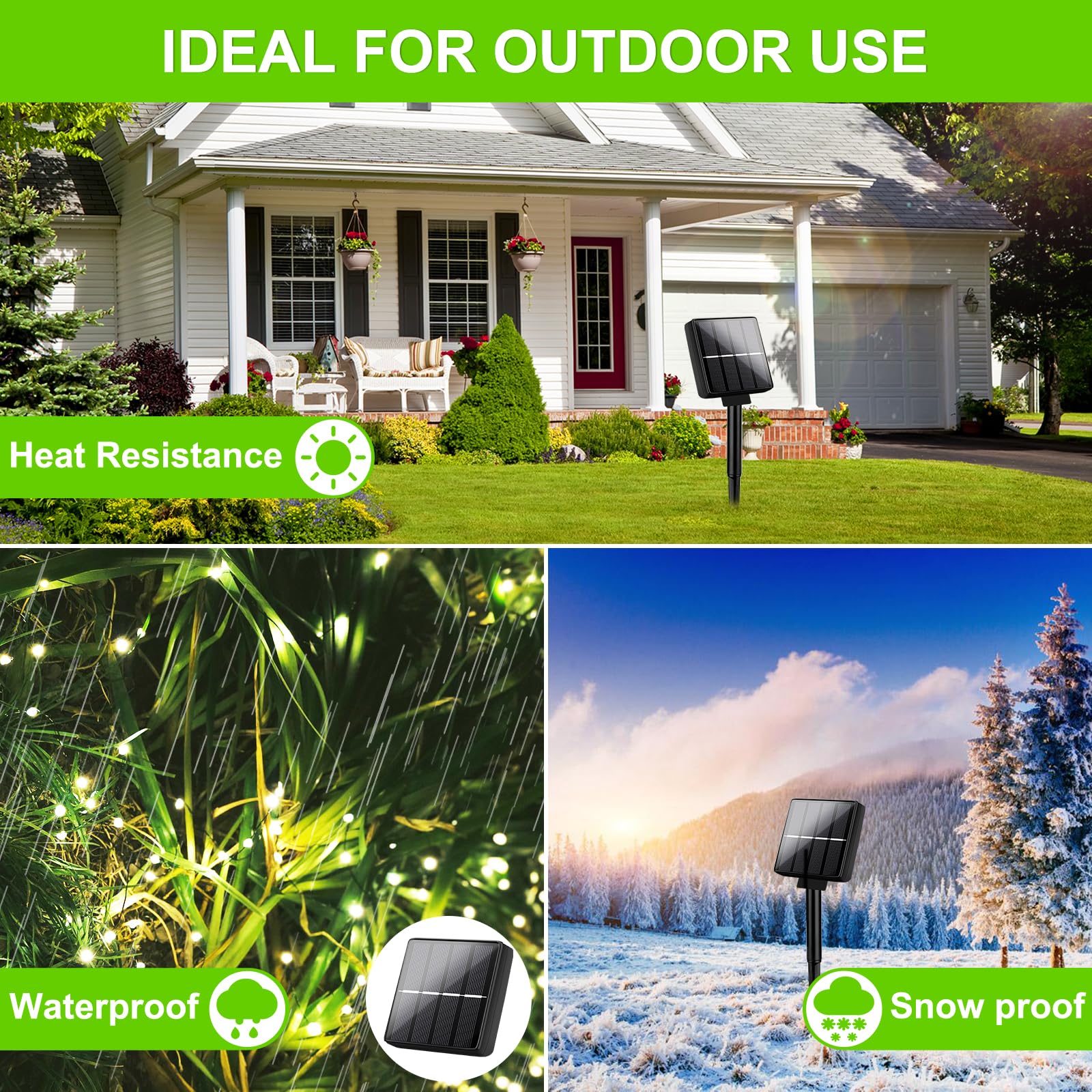 Brightever Outdoor Solar String Lights Waterproof  1-Pack 40Ft 100Led Solar Fairy Lights For Outside With 8 Lighting Modes  Solar Twinkle Lights For Patio Yard Garden Party Decorations (Warm White)