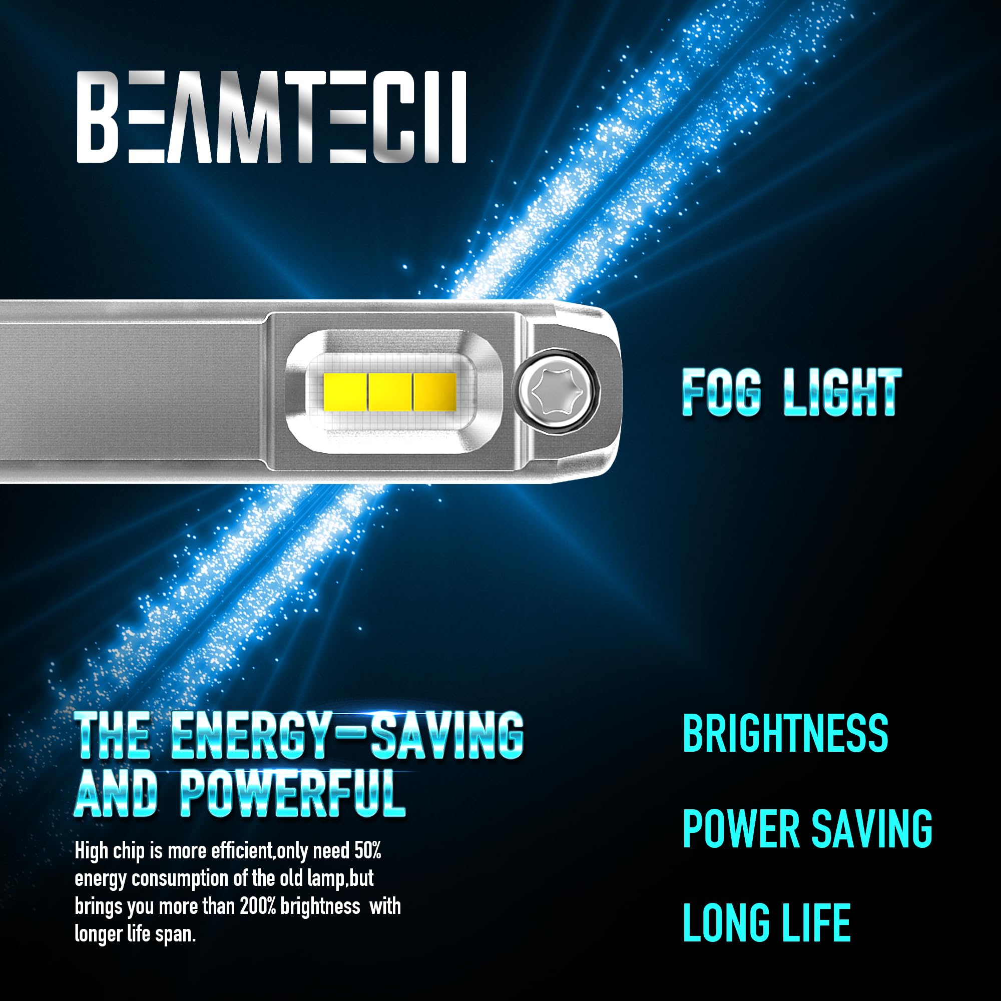BEAMTECH H1 Fog Light Bulbs 6500K White Aluminum Small Size ATV/UTV Lighting
