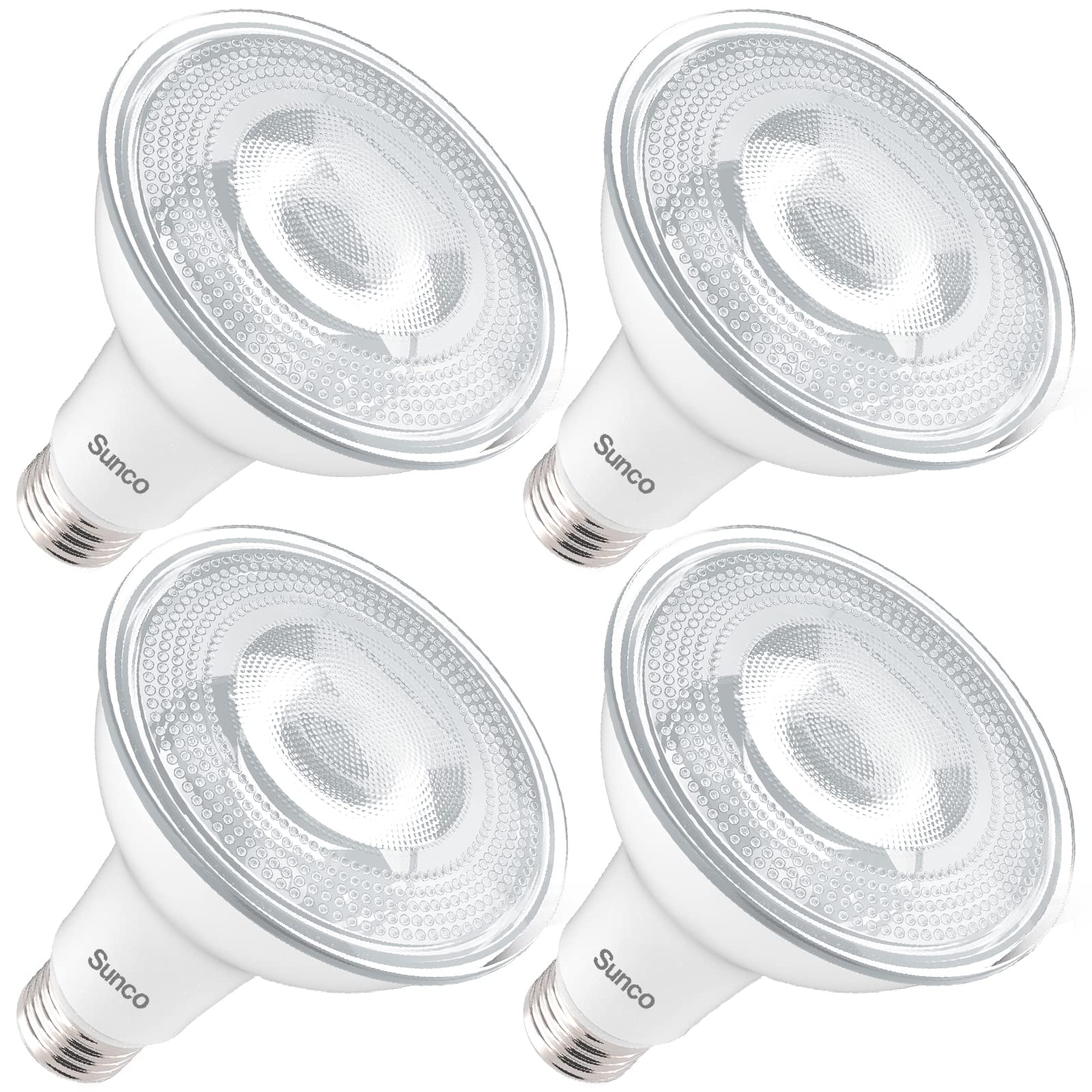 Sunco 4 Pack Dusk To Dawn Light Bulbs Flood Light Outdoor Par30 Led Photocell Sensor 11W=75W, 5000K Daylight, 850 Lm, Ip65 Water