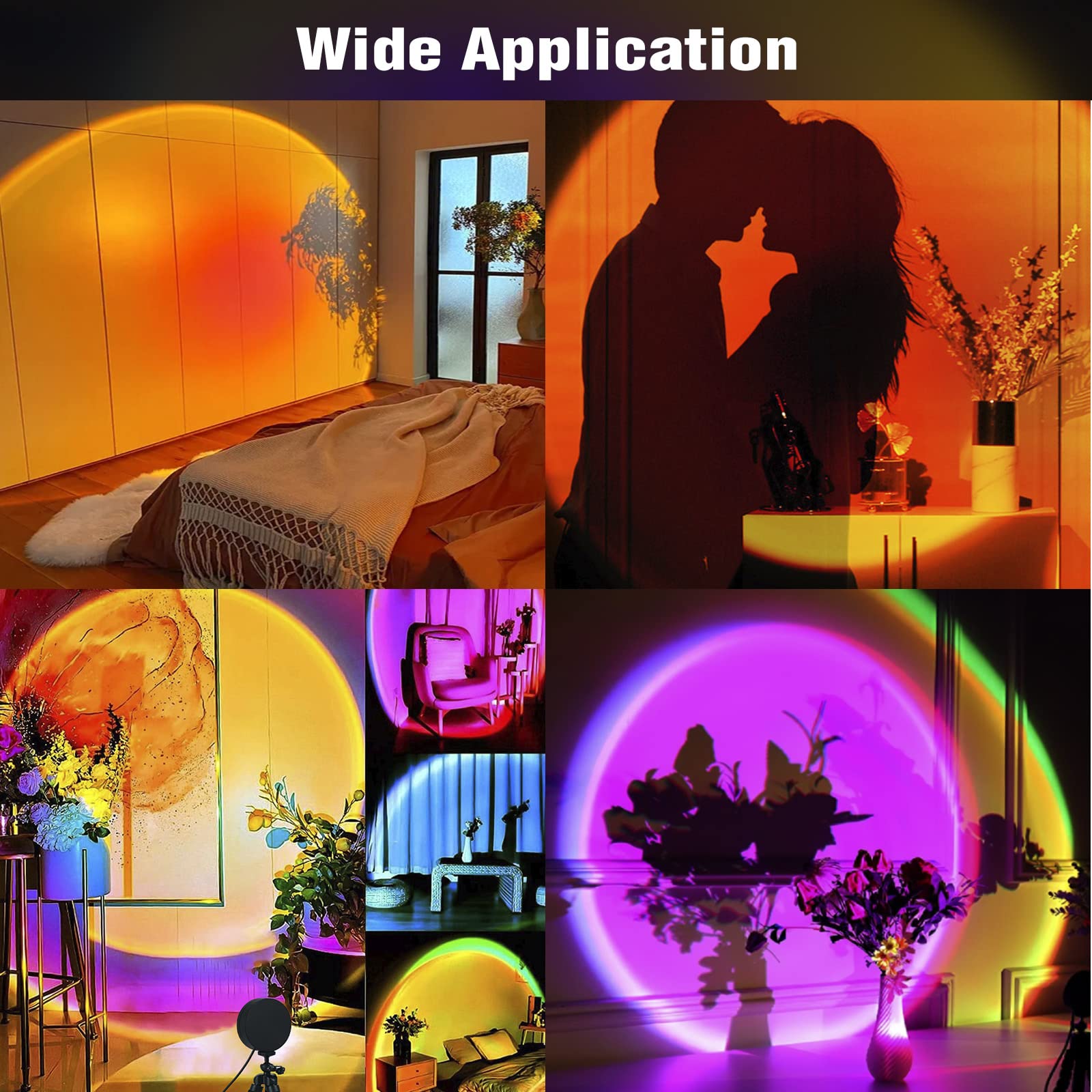 Balkwan Multicolor Sunset Projection Lamp with Remote - LED Floor Stand Night Light for Living Room & Bedroom Décor