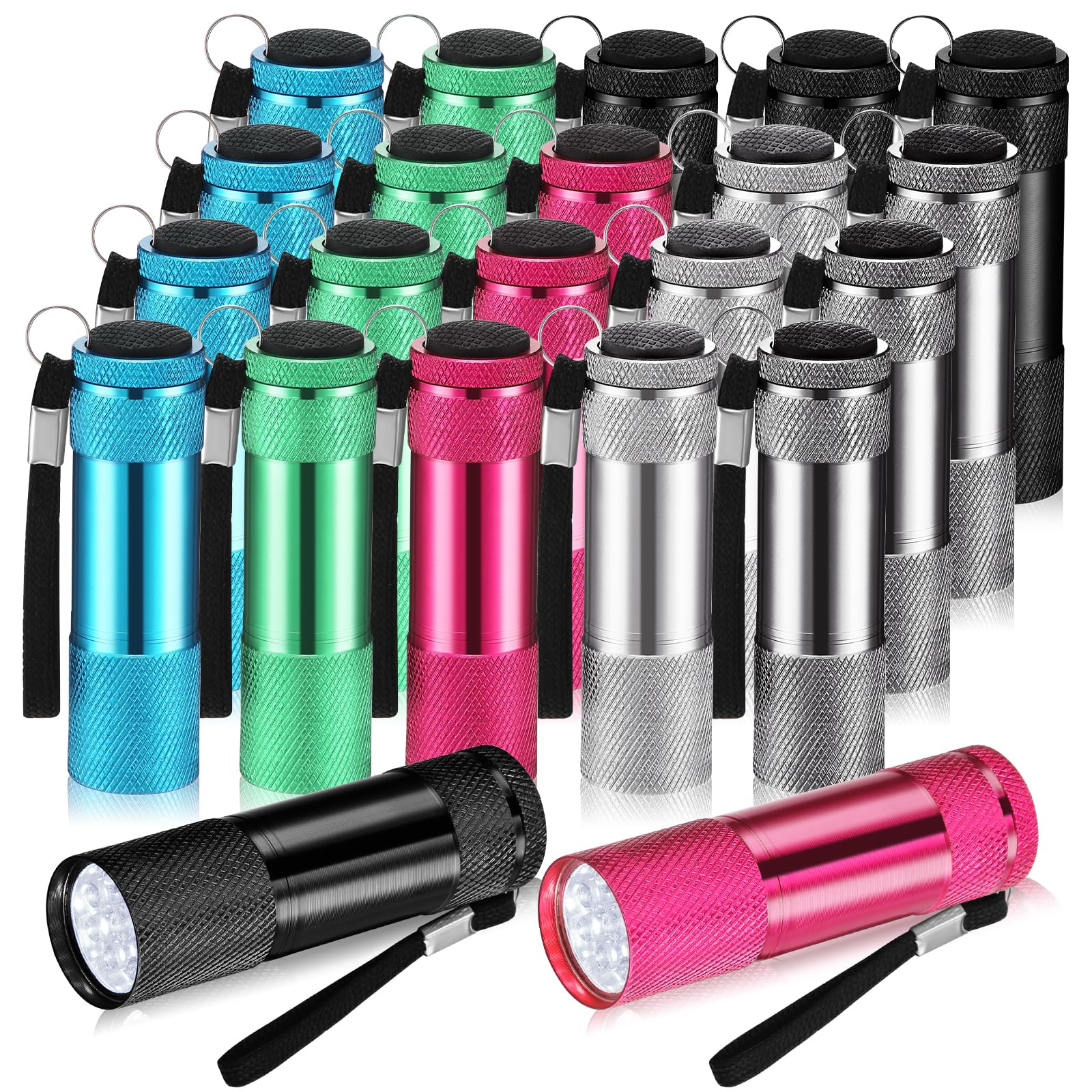 VIHOSE Mini Flashlights Bulk, 20 Pcs, Aluminum LED Light, Lanyard, Stylish
