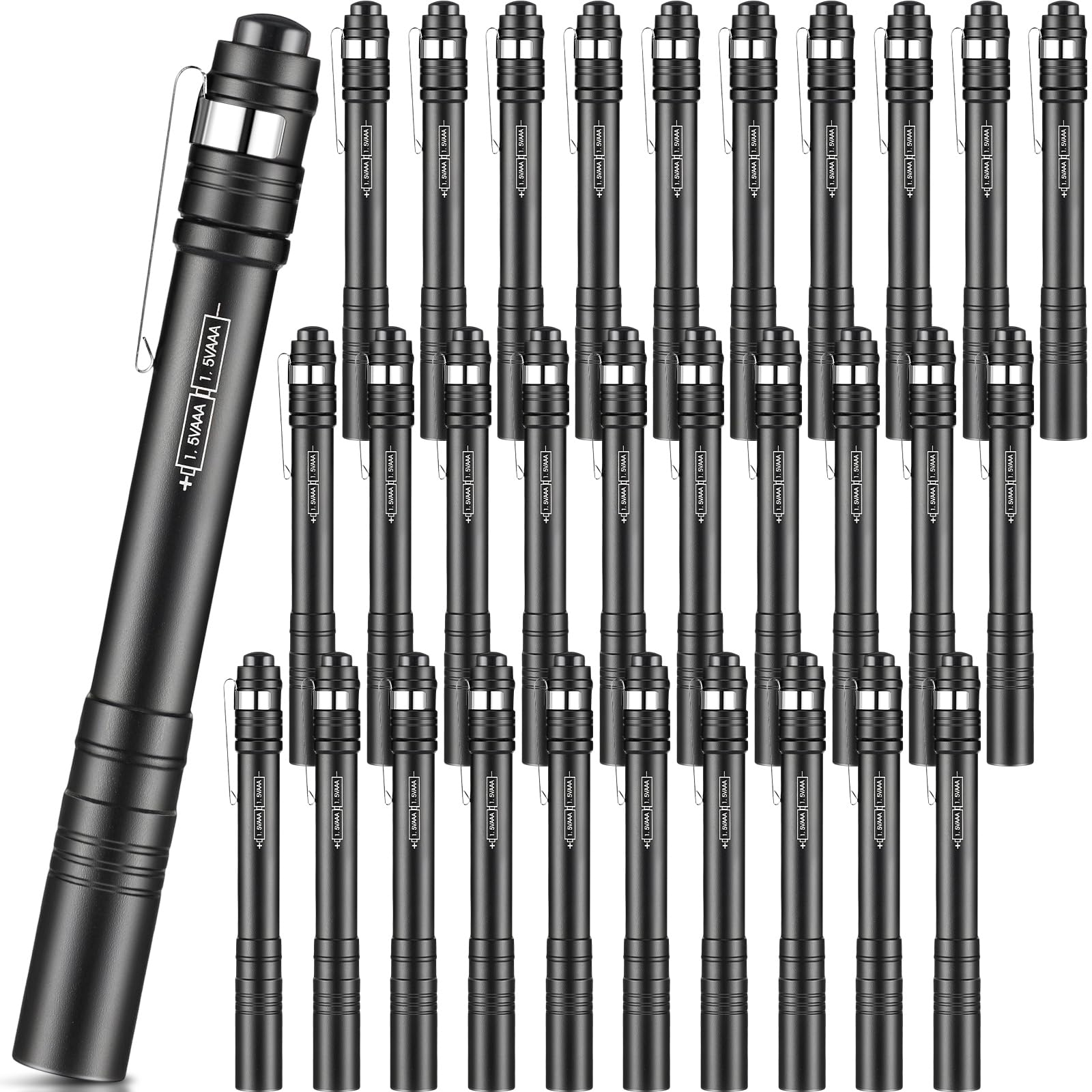 Rossesay 30 Pack Mini Pen Flashlights Bulk LED Pen Lights Aluminum Pocket Flashlights with Clips Small Handheld Torches Gifts fo