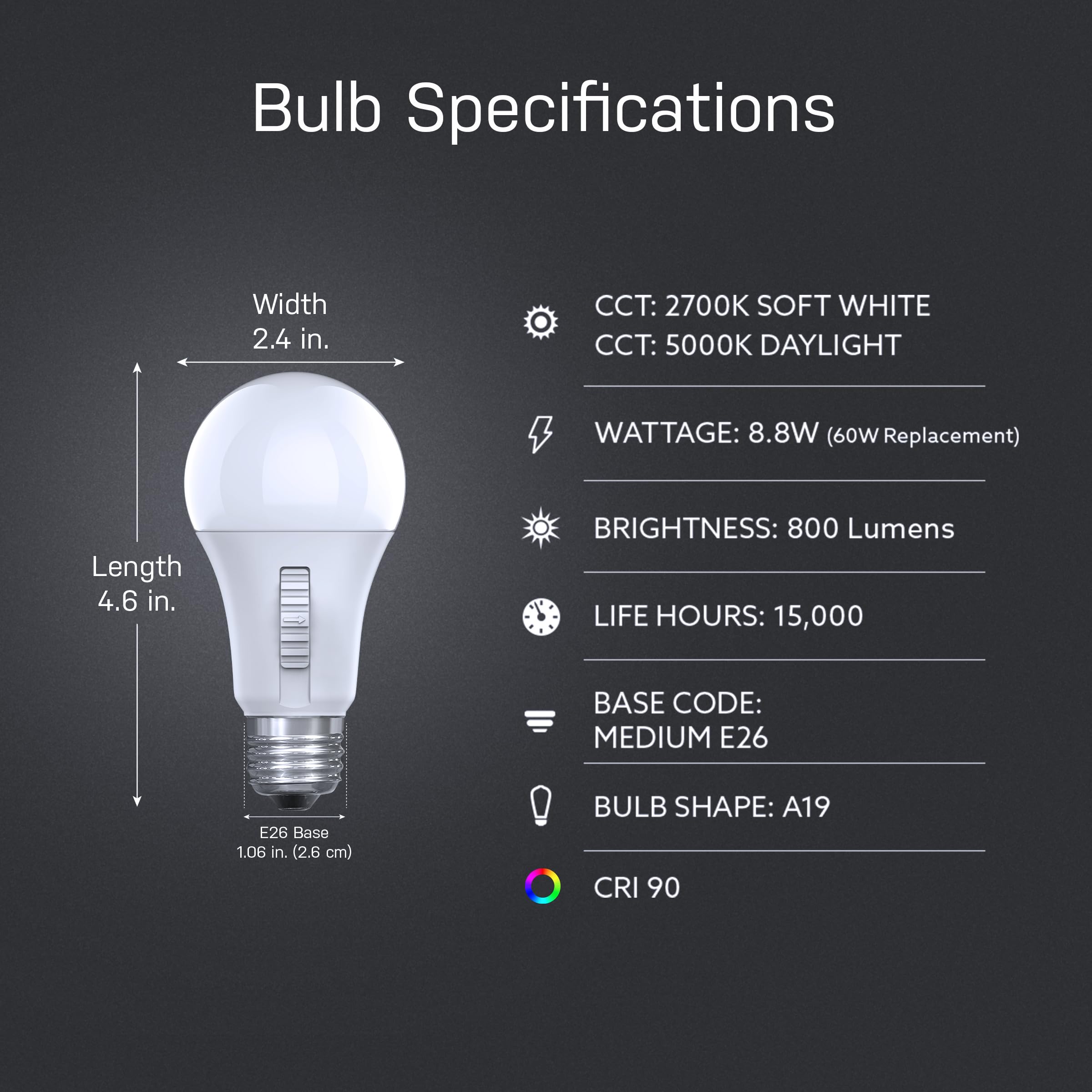 Feit Electric LED Intellibulb A19 Timer Light Bulb - 60W Equivalent, 800 Lumen, 15 Year Life, Soft White & Daylight, Model OM602C