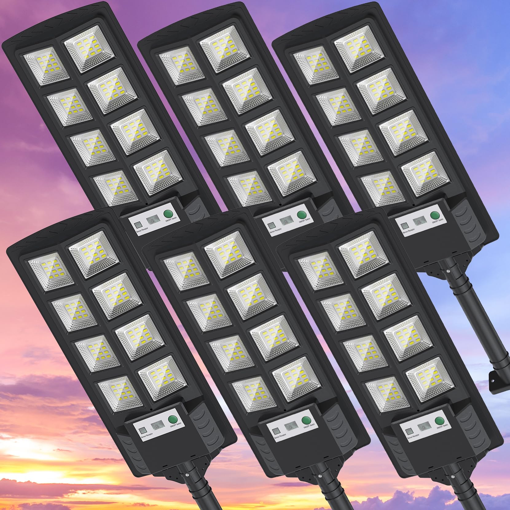 VowelsOne K4 200W Solar Lights Outdoor Waterproof,6500K Solar Street Lights Outdoor 12000LM LED Flood Light, Wide Angle with Mot