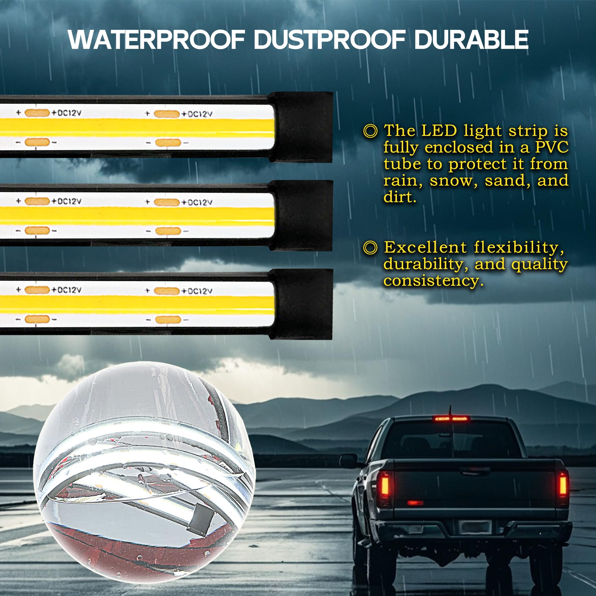 Canria Led Truck Bed Lights  60 Inches  3 Pack  Cob 2376 Leds  White 6500K 12V  41W  Ip67  With Switch  5A Fuse Holder  Easy Install  Ideal For Truck Cargo Lighting  Dc5521 Jack