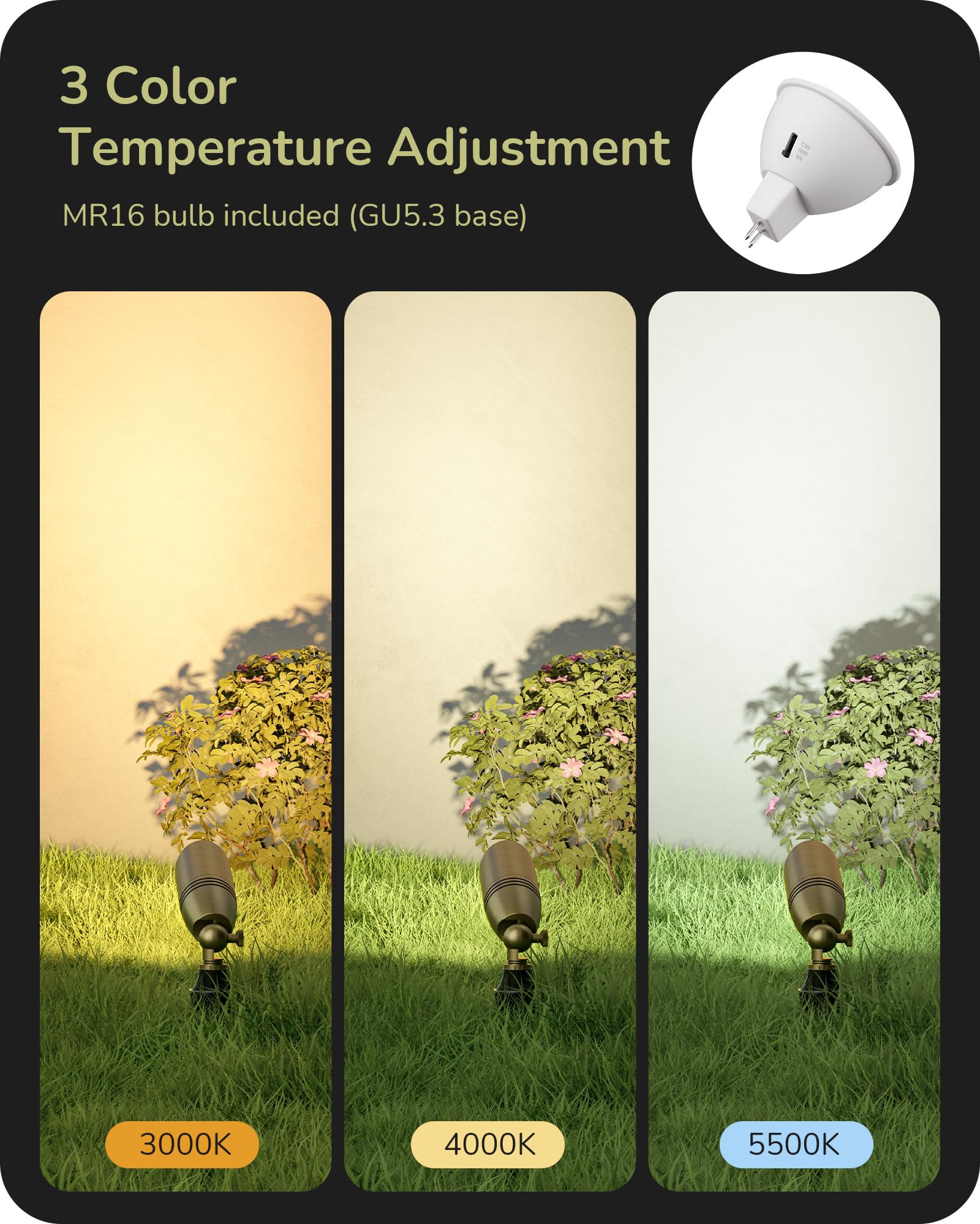 Edishine Solid Brass Outdoor Landscape Spotlights  3Cct Mr16 Bulb Included  12V Led Low Voltage Landscape Lighting  Bronze Heavy Duty Waterproof Spot Lights For Yard Garden Lawn Tree  2 Pack