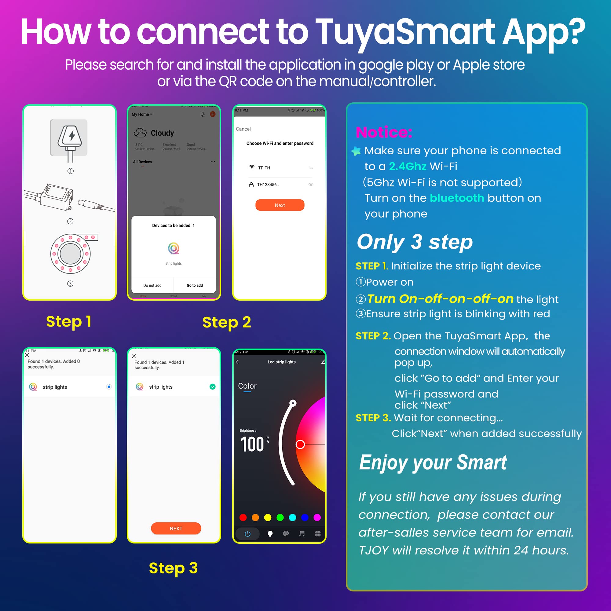 hyrion Smart LED Strip Lights, 100ft Multicolor, Sound Activated, Alexa & Google Compatible, Model H-215WLG305