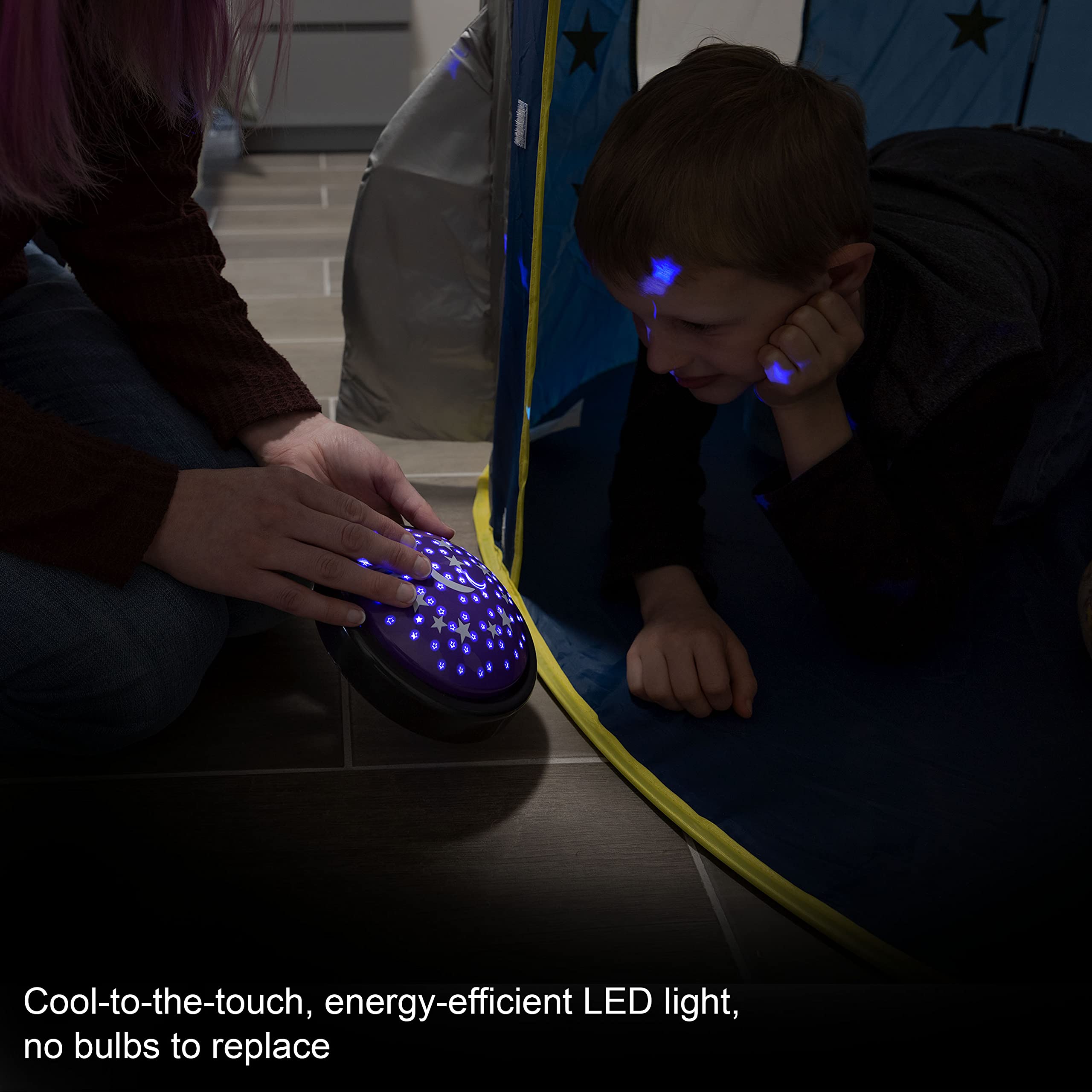 Ge Led Moon And Star Projector Night Light, Battery Operated Tap Light, Ideal For Kids Bedrooms, Playrooms, And Nurseries - 1745