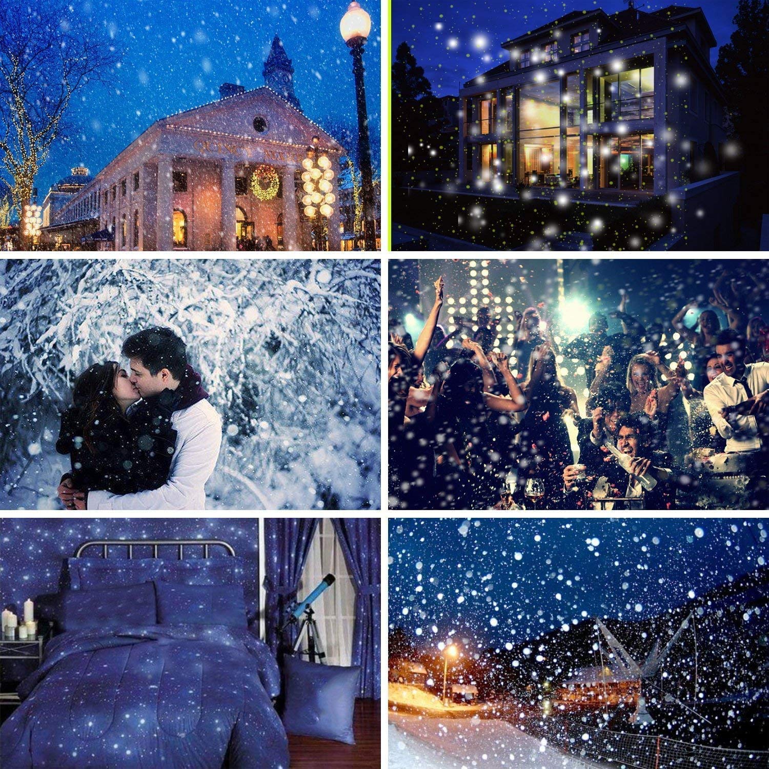 Syslux Christmas Snowfall Projector Lights, Indoor Outdoor Holiday Lights With Remote Control White Snow For Halloween Xmas Part