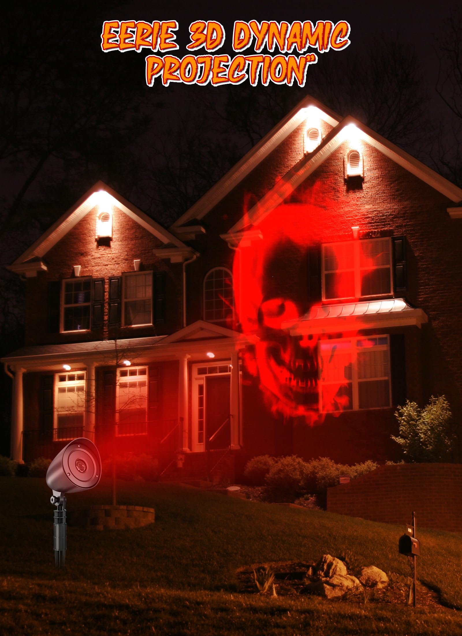 Minetom Halloween Projector Lights, 3D Skull Design, Waterproof, 1in, Red Skull Projector, Model KS-GL109MD