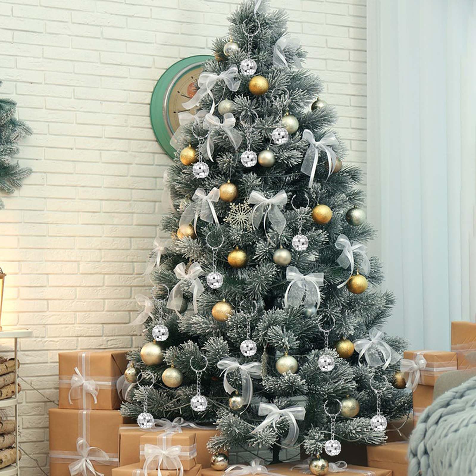 Tyqour 10Pcs Disco Ball Keychain Small Disco Balls Mini Disco Ball Party Favors Keychain Silver Disco Party Favors Supplies Accessories For 70S 80S 90S Disco Party Christmas New Year Party Decorations