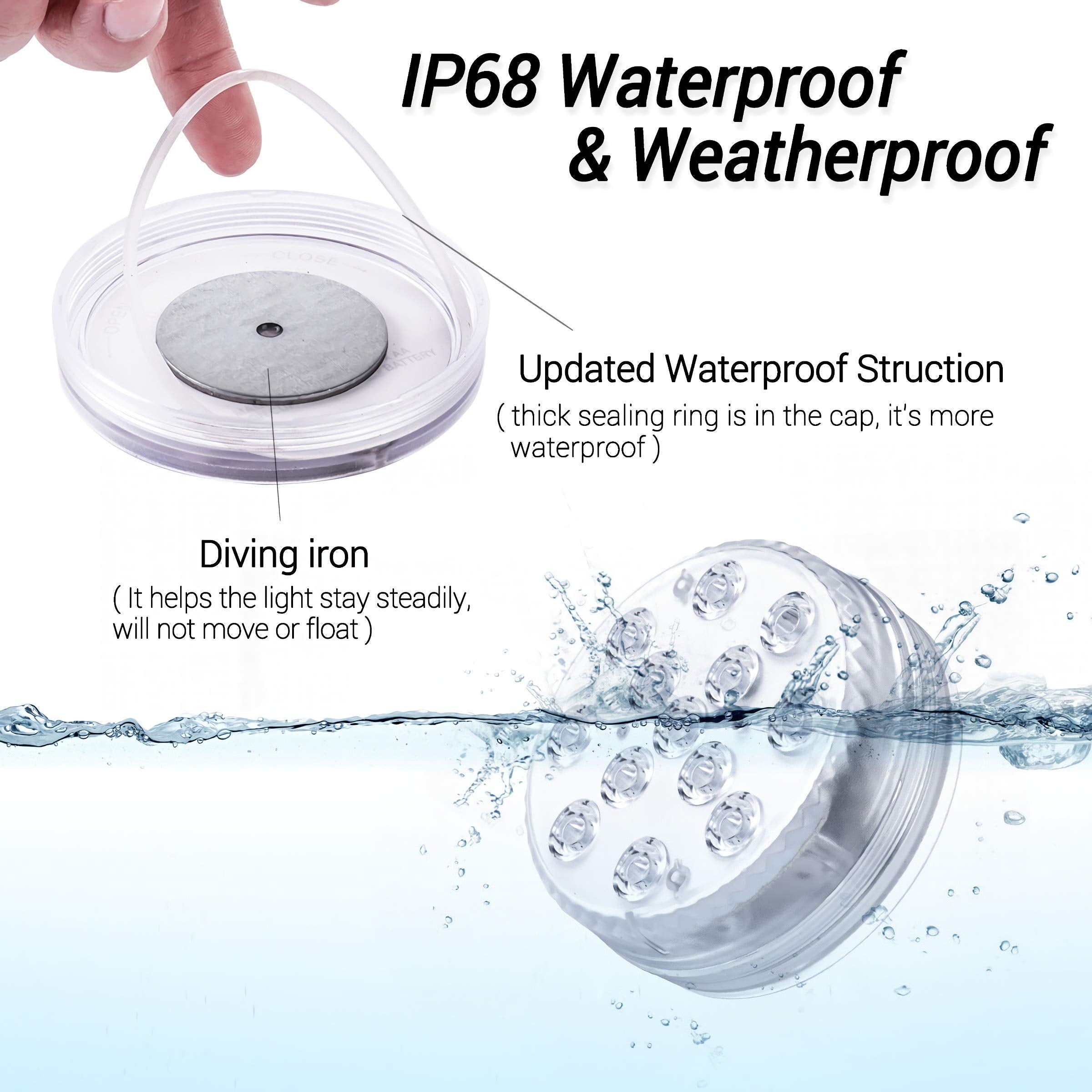 LOFTEK Submersible LED Lights with Remote, IP68 Waterproof, 13 LED, 2-Pack, Model LK001