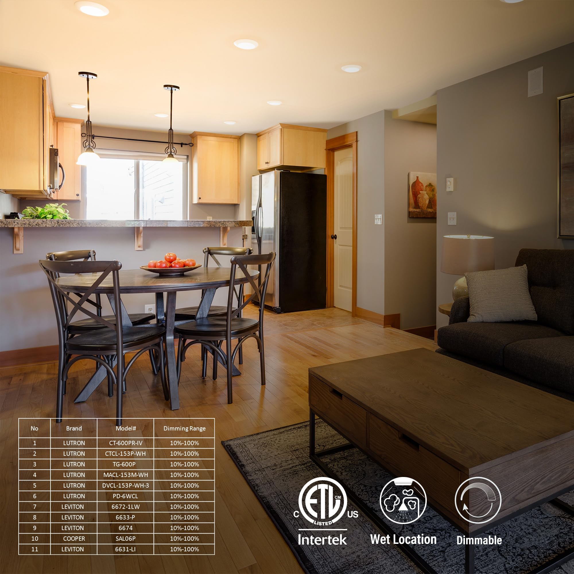 Jullison 10 Packs 4 Inch White Led Low Profile Recessed & Surface Mount Disk Light, Round, 10W, 600 Lumens, 5Cct Field Selectabl