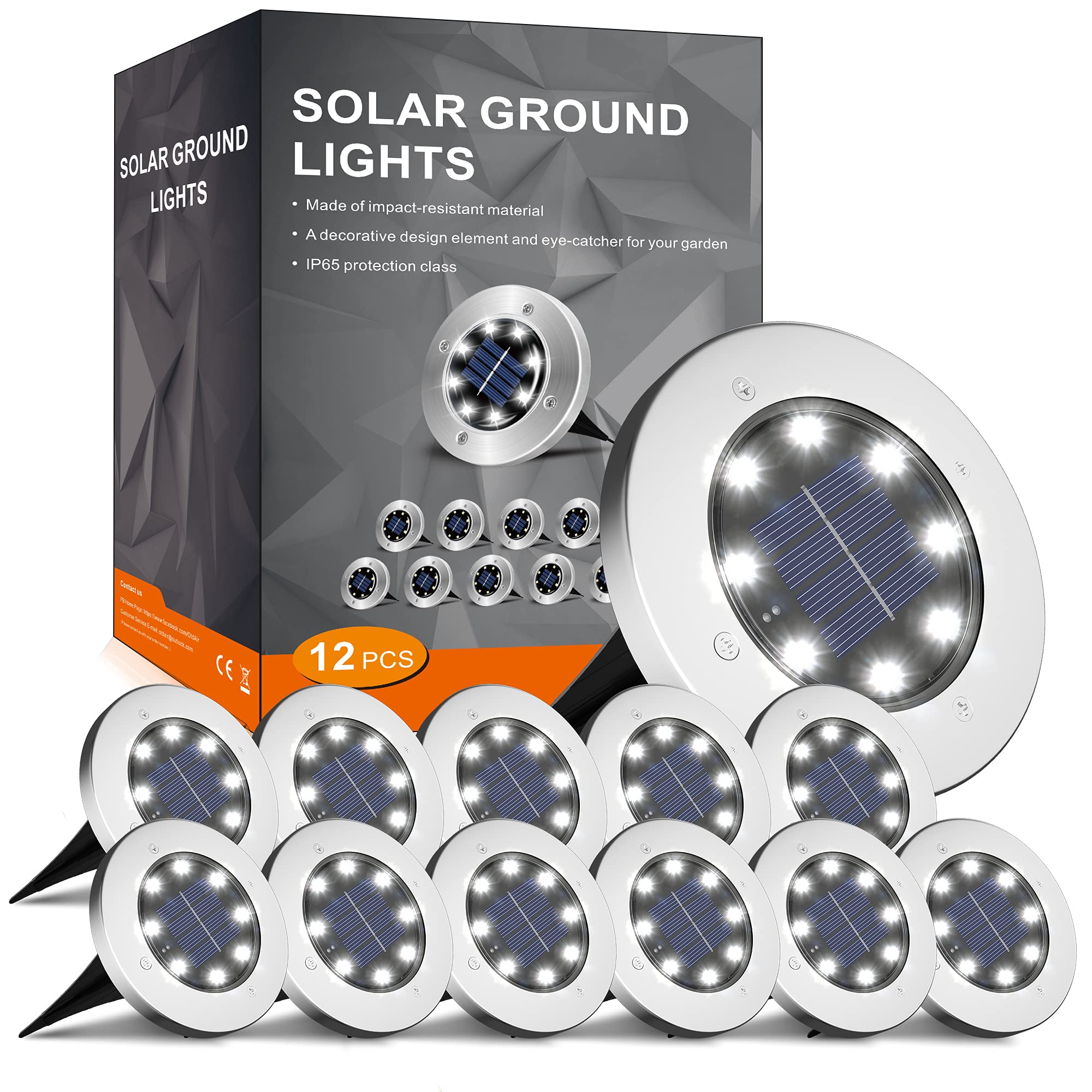 Incx 12 Pack Solar Lights - Waterproof Outdoor Garden Landscape Lighting, Cold White