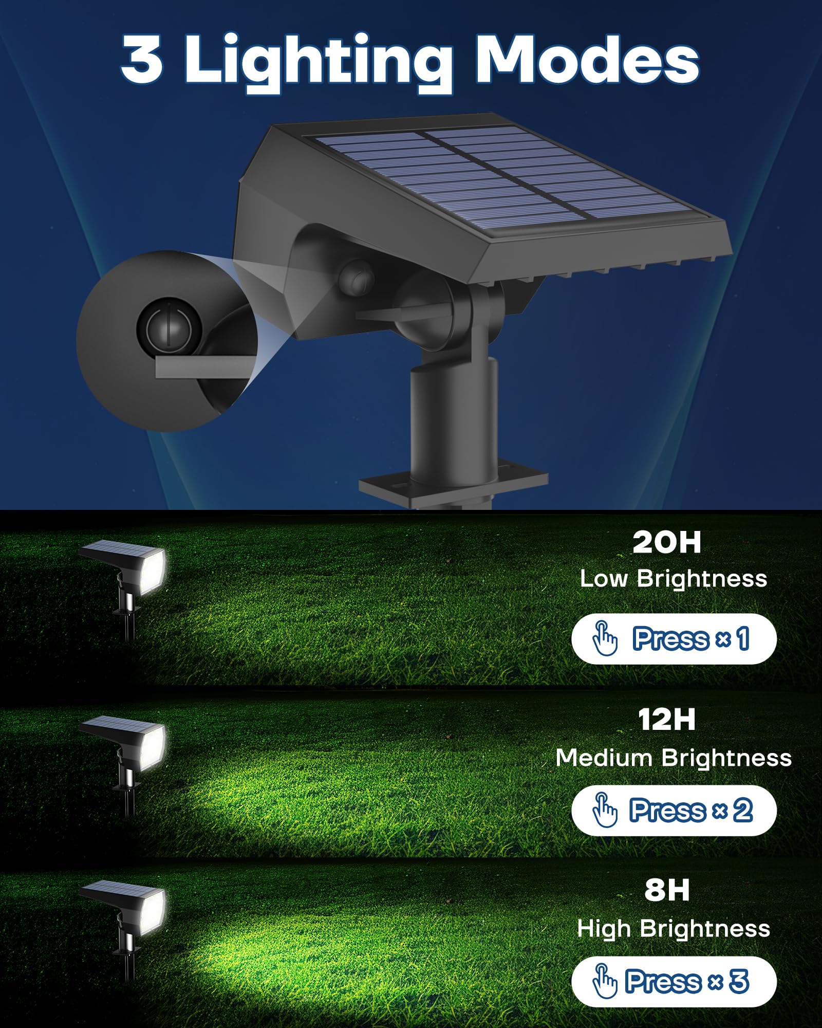 Kaxiida Solar Powered Spot Lights, 56LED, IP68 Waterproof, Dusk to Dawn, 8 Pack, White, Model CPD-23
